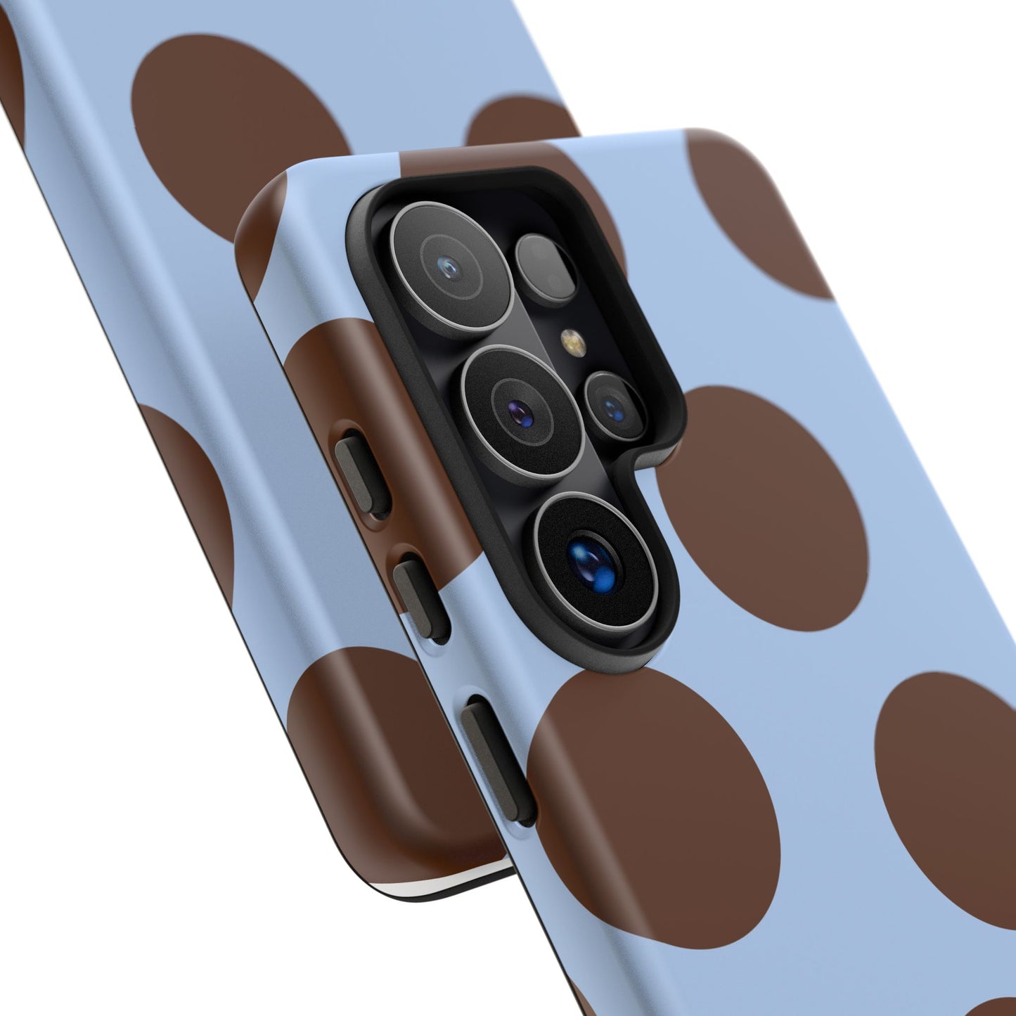 Phone Case - Blue with Brown Polka Dots (Tough Protective Phone Case)