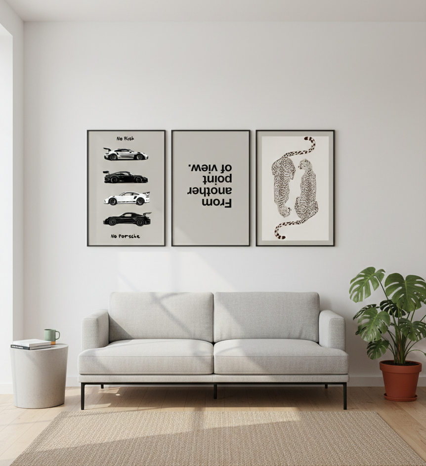No Risk No Porsche Matte Vertical Car Poster — Minimalist Sports Car Wall Art