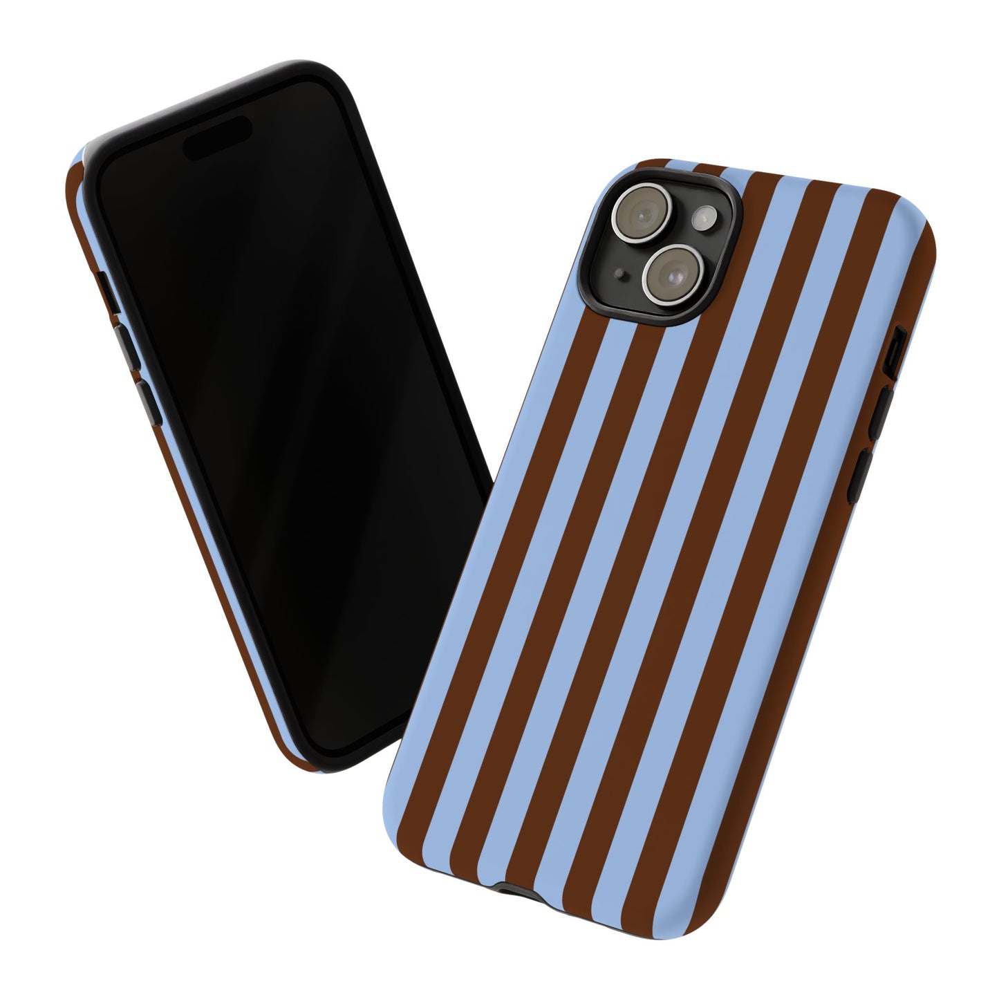 Blue & Brown Vertical Stripe Tough Phone Case — Durable Protective Cover