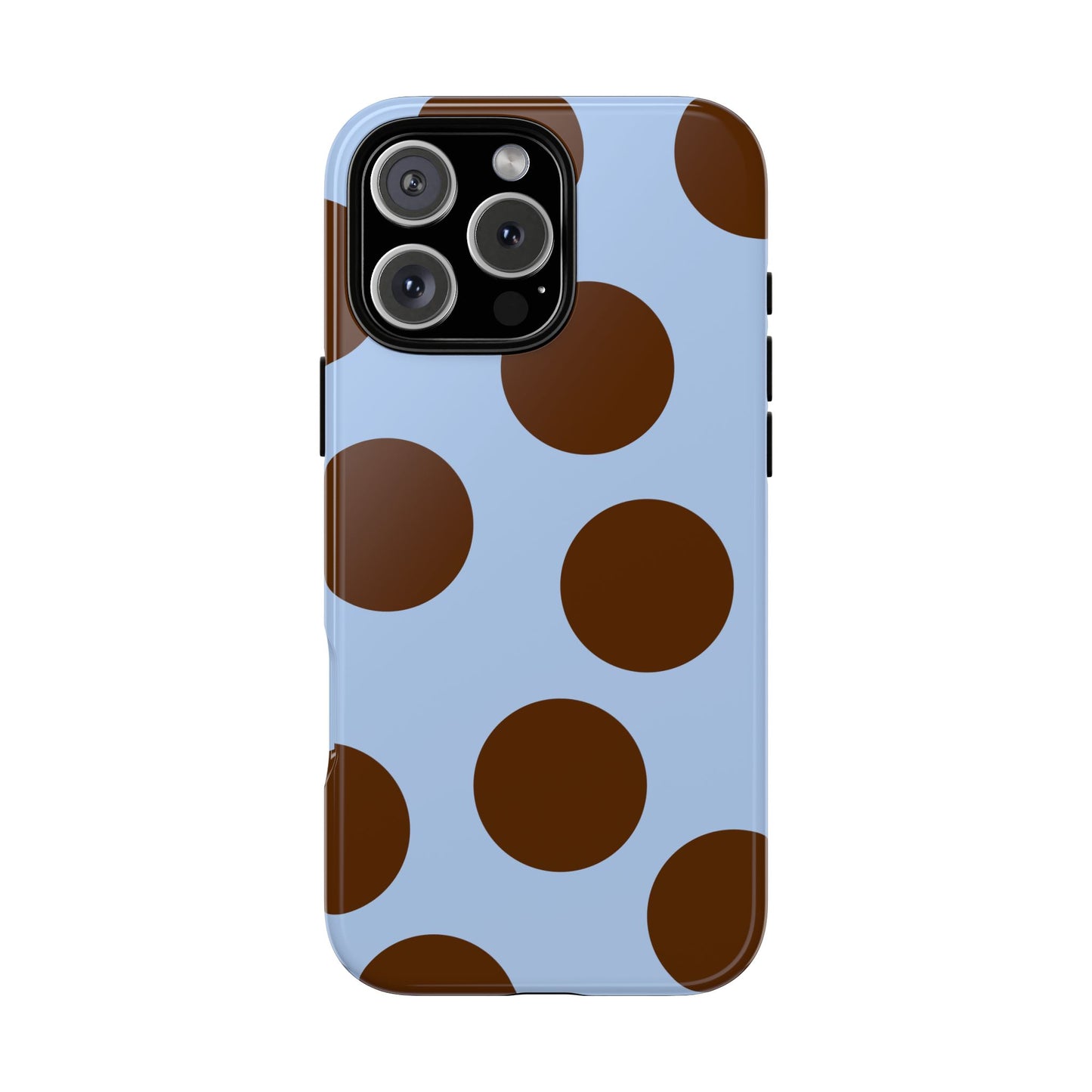 Phone Case - Blue with Brown Polka Dots (Tough Protective Phone Case)