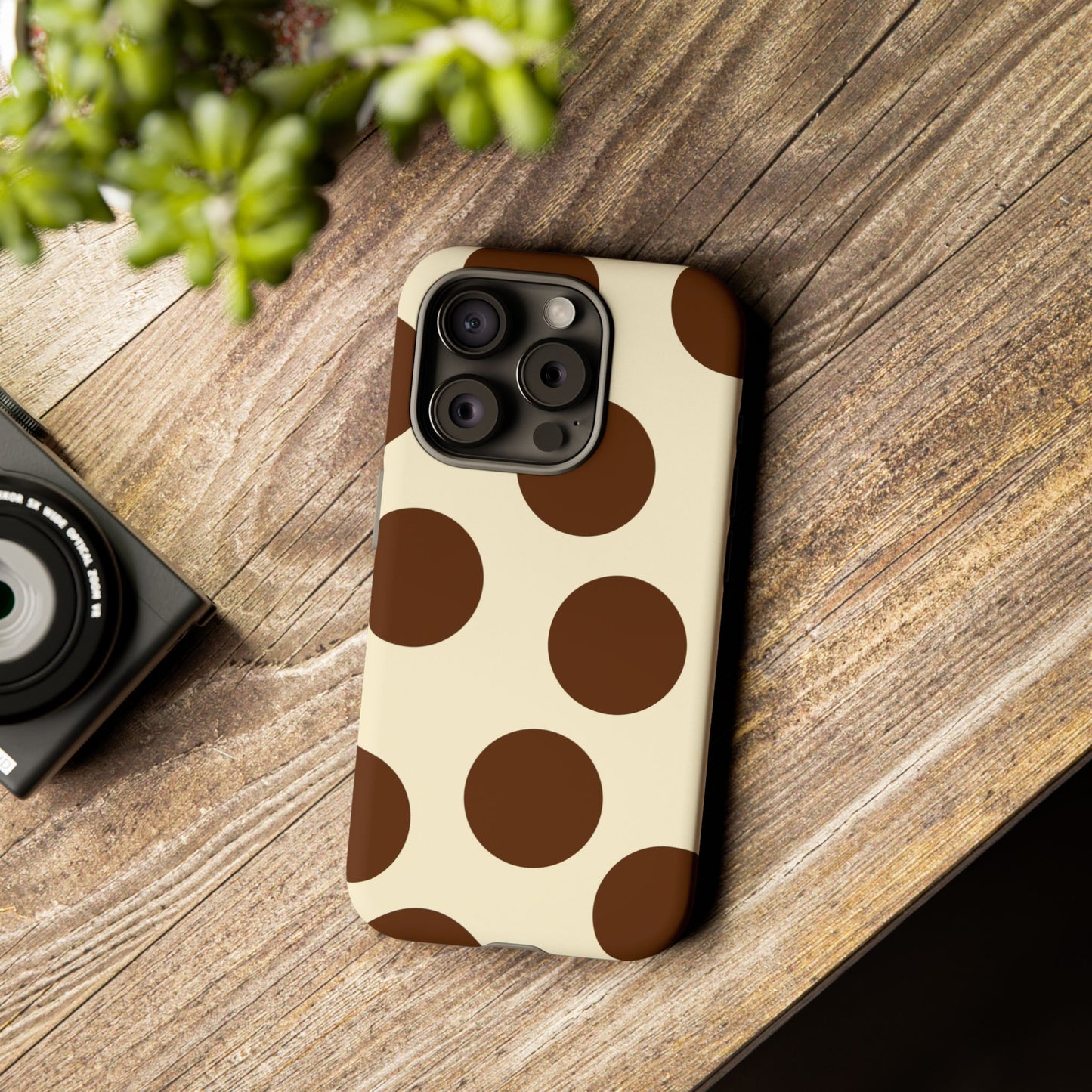Brown Polka Dot Phone Case — Retro Large Dot Tough Case