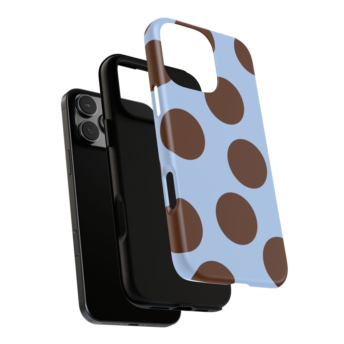 Phone Case - Blue with Brown Polka Dots (Tough Protective Phone Case)