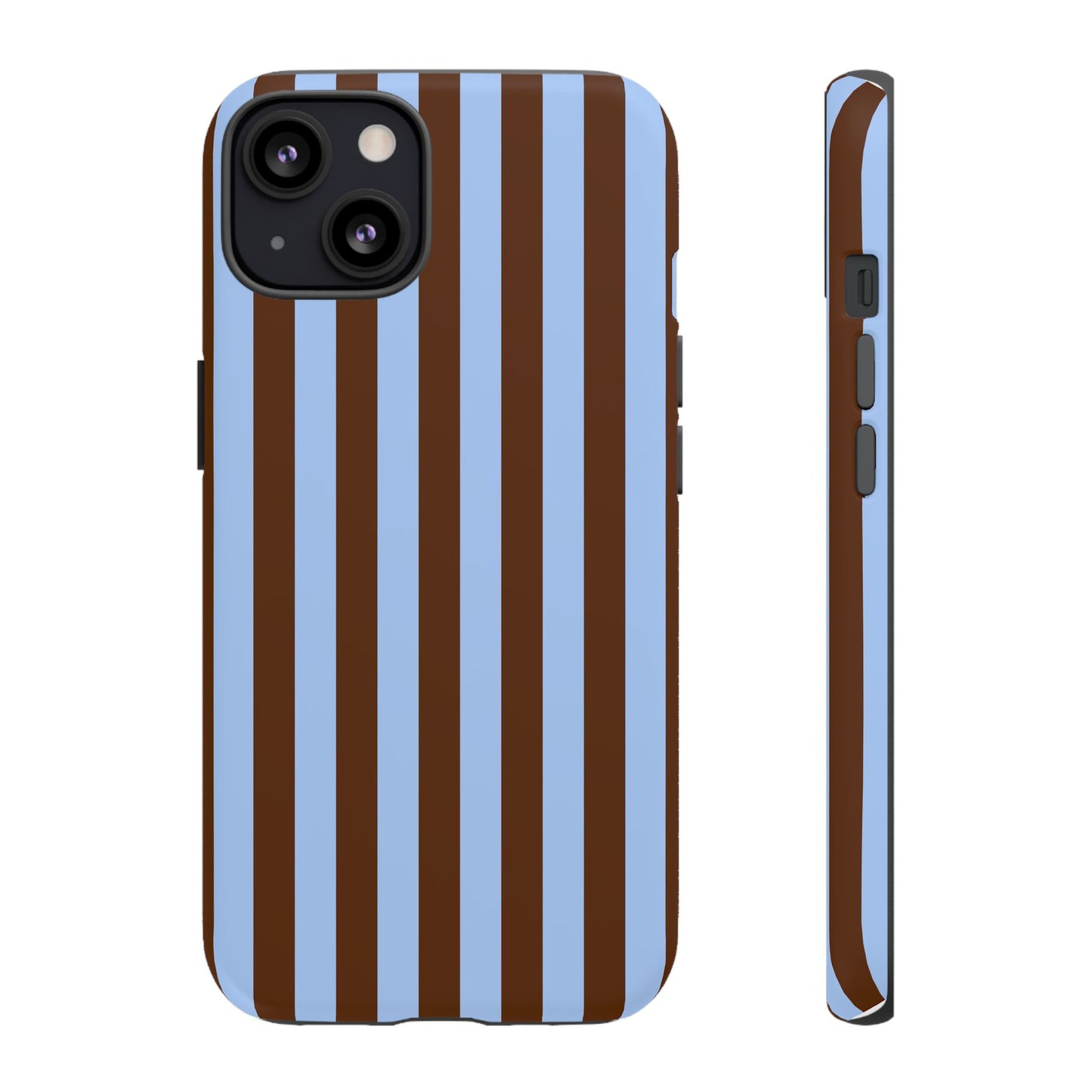 Blue & Brown Vertical Stripe Tough Phone Case — Durable Protective Cover