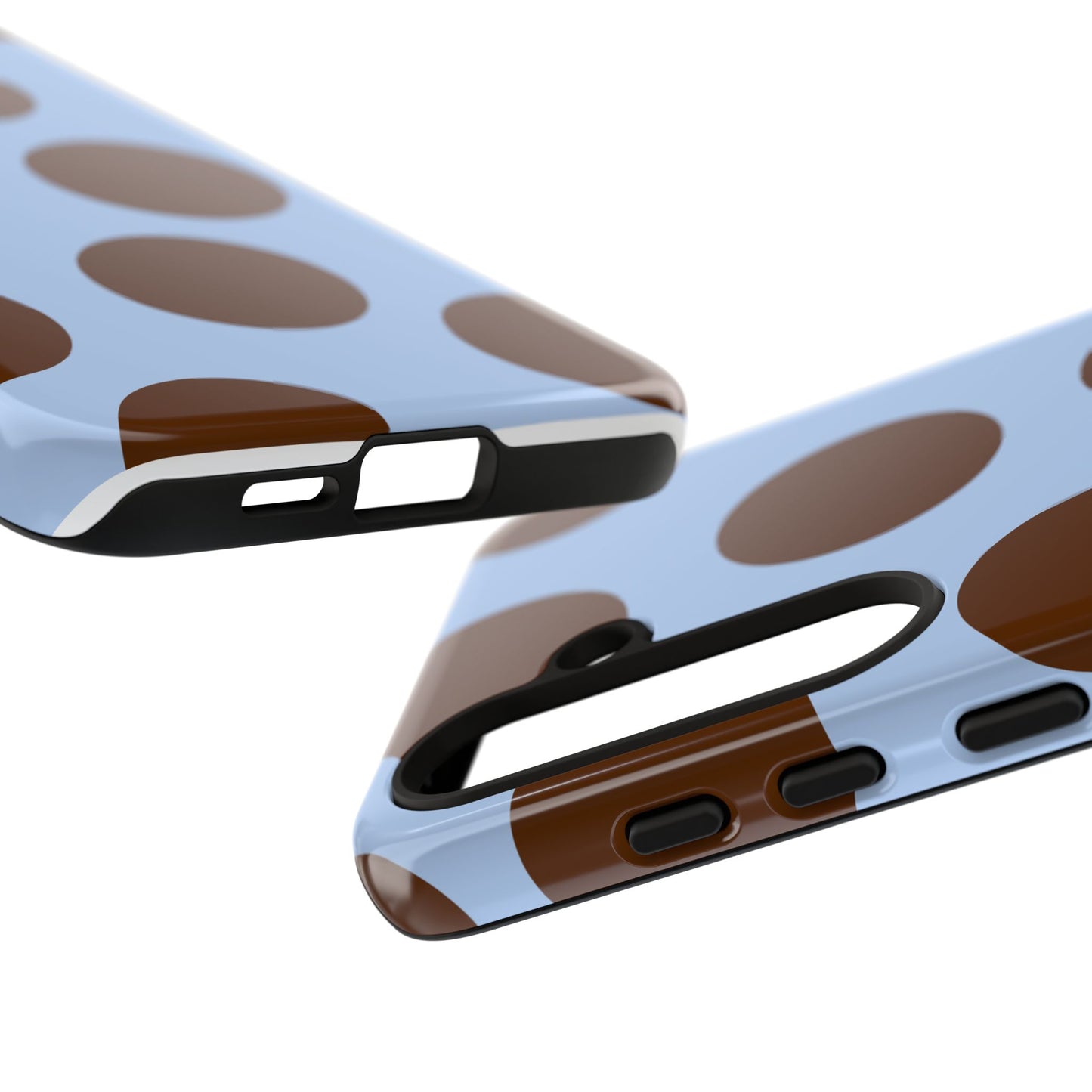 Phone Case - Blue with Brown Polka Dots (Tough Protective Phone Case)