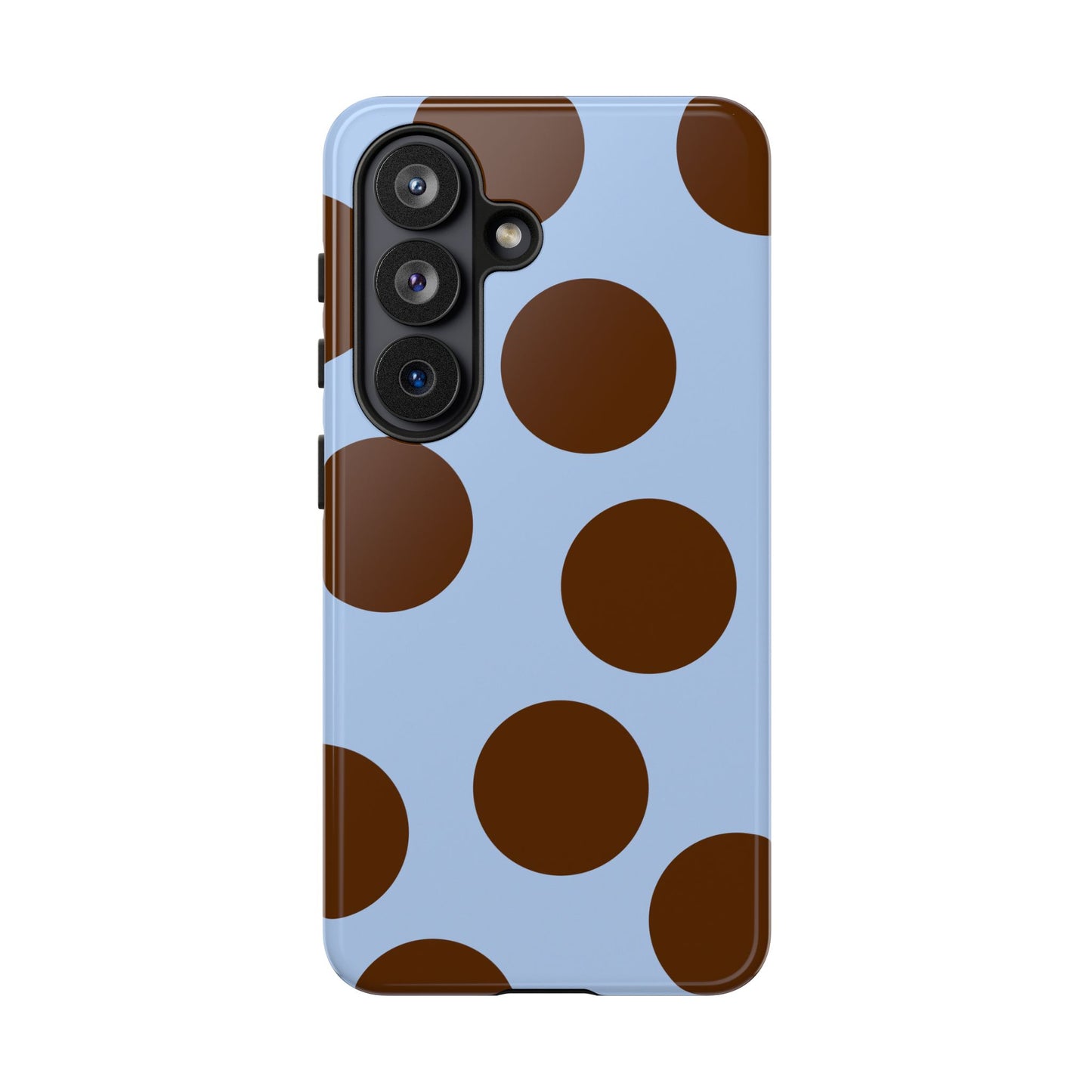 Phone Case - Blue with Brown Polka Dots (Tough Protective Phone Case)