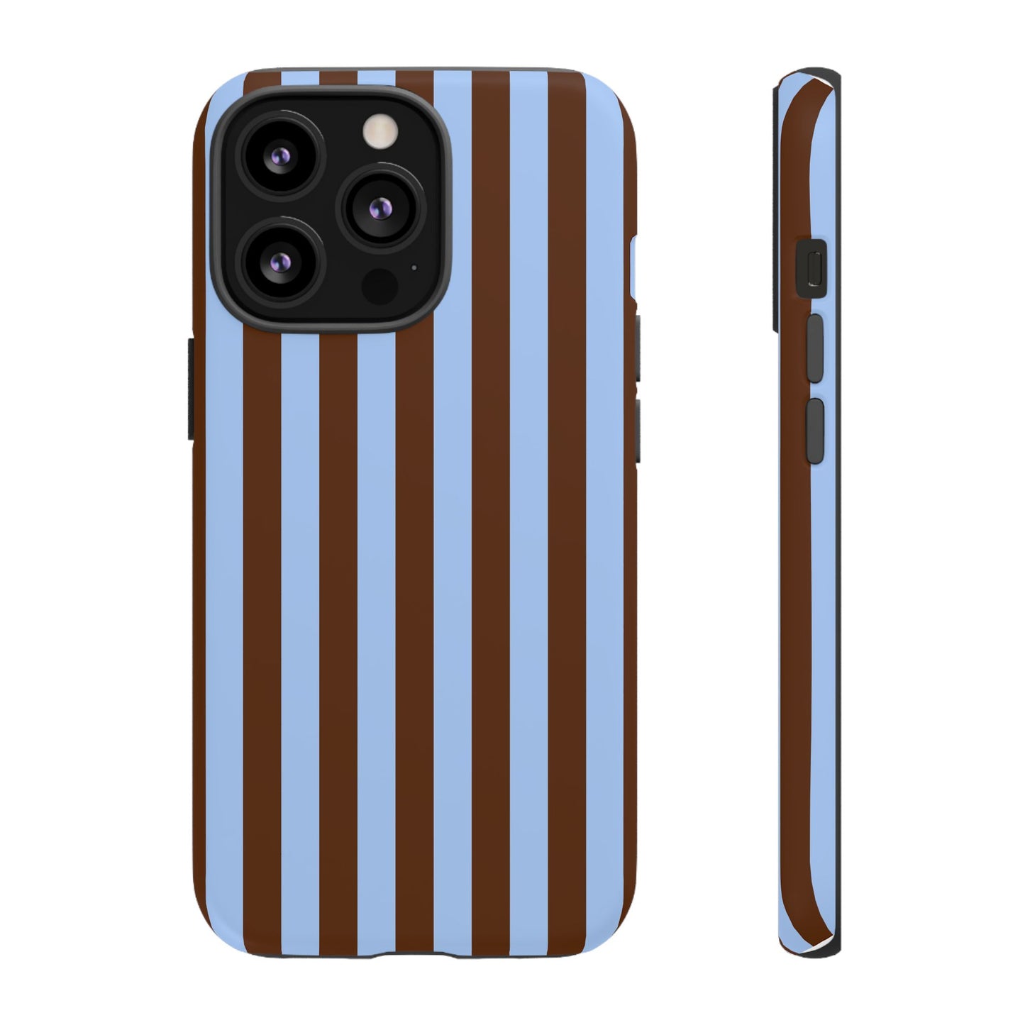 Blue & Brown Vertical Stripe Tough Phone Case — Durable Protective Cover