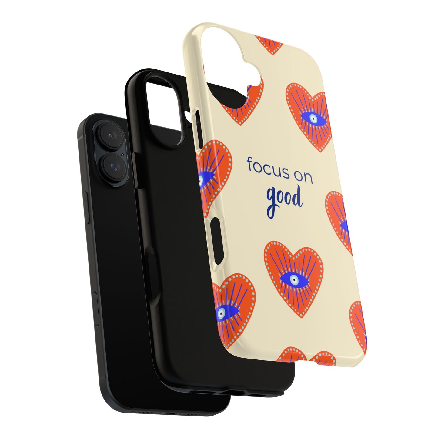 Phone Case — "Focus on Good" Heart Pattern Protective Case