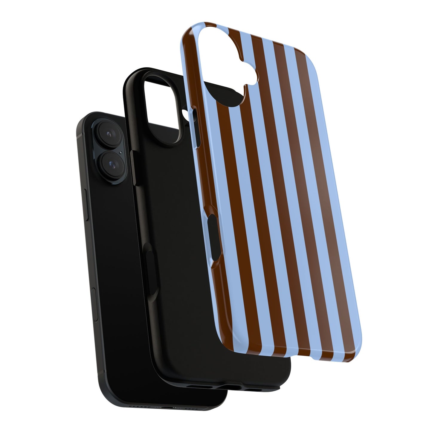 Blue & Brown Vertical Stripe Tough Phone Case — Durable Protective Cover