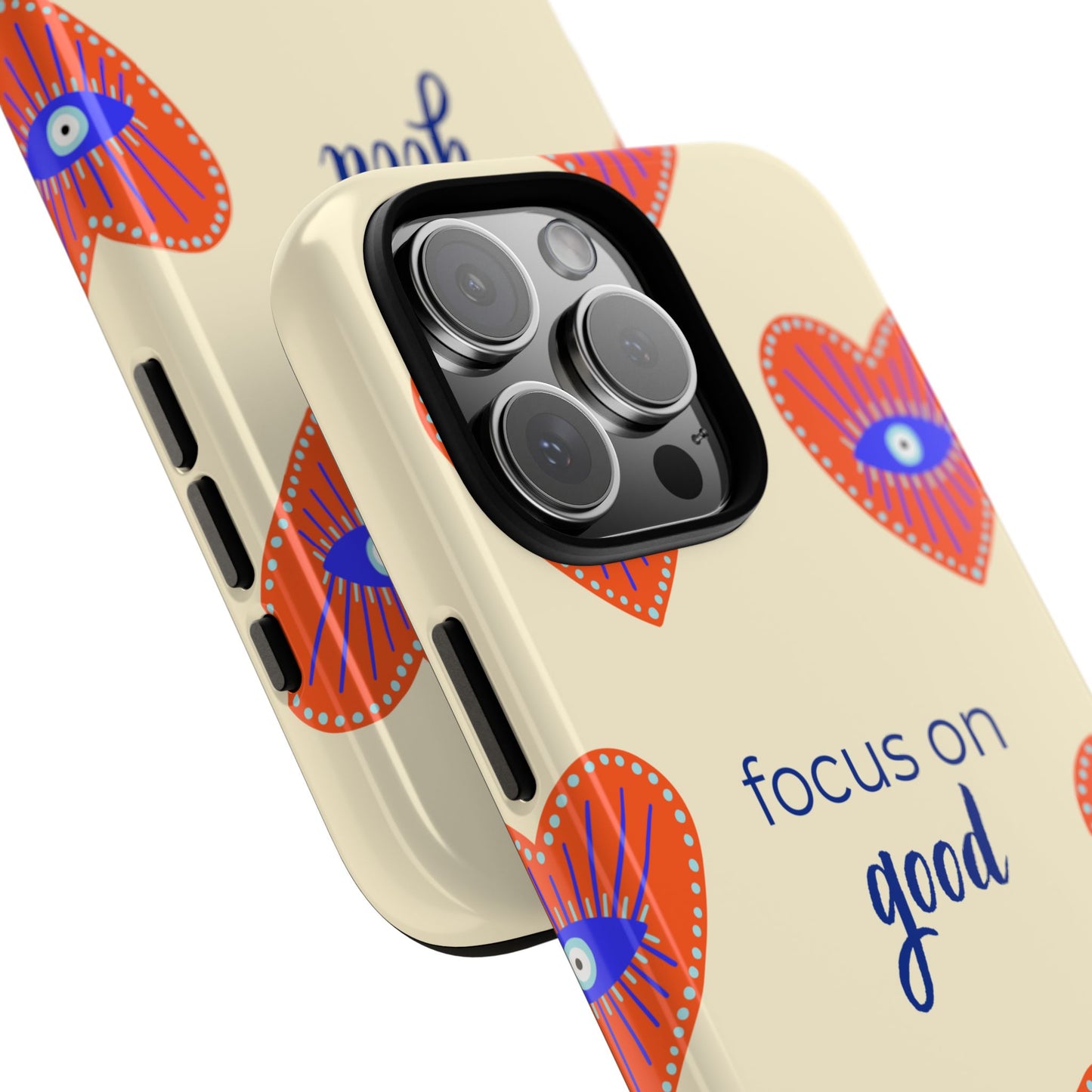 Phone Case — "Focus on Good" Heart Pattern Protective Case