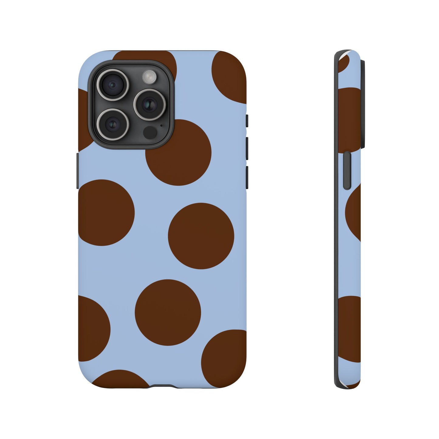 Phone Case - Blue with Brown Polka Dots (Tough Protective Phone Case)