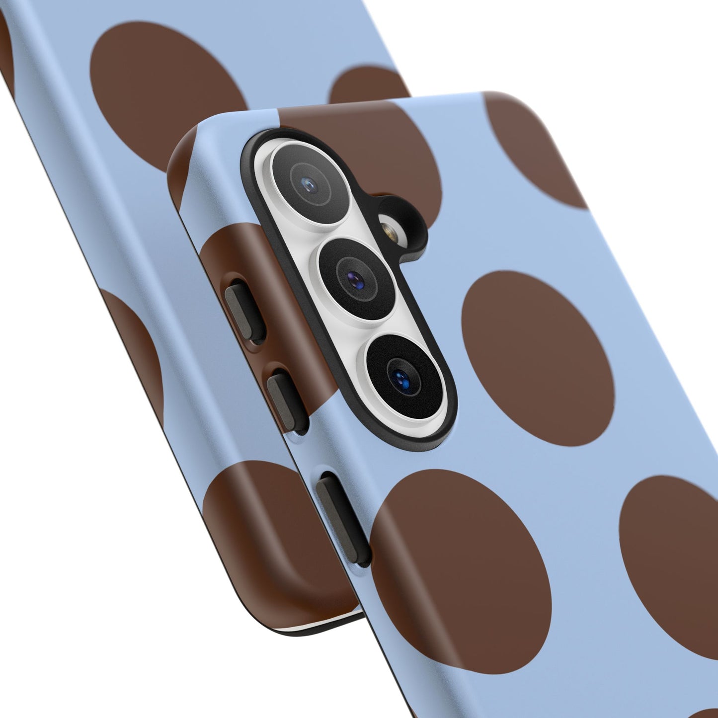 Phone Case - Blue with Brown Polka Dots (Tough Protective Phone Case)