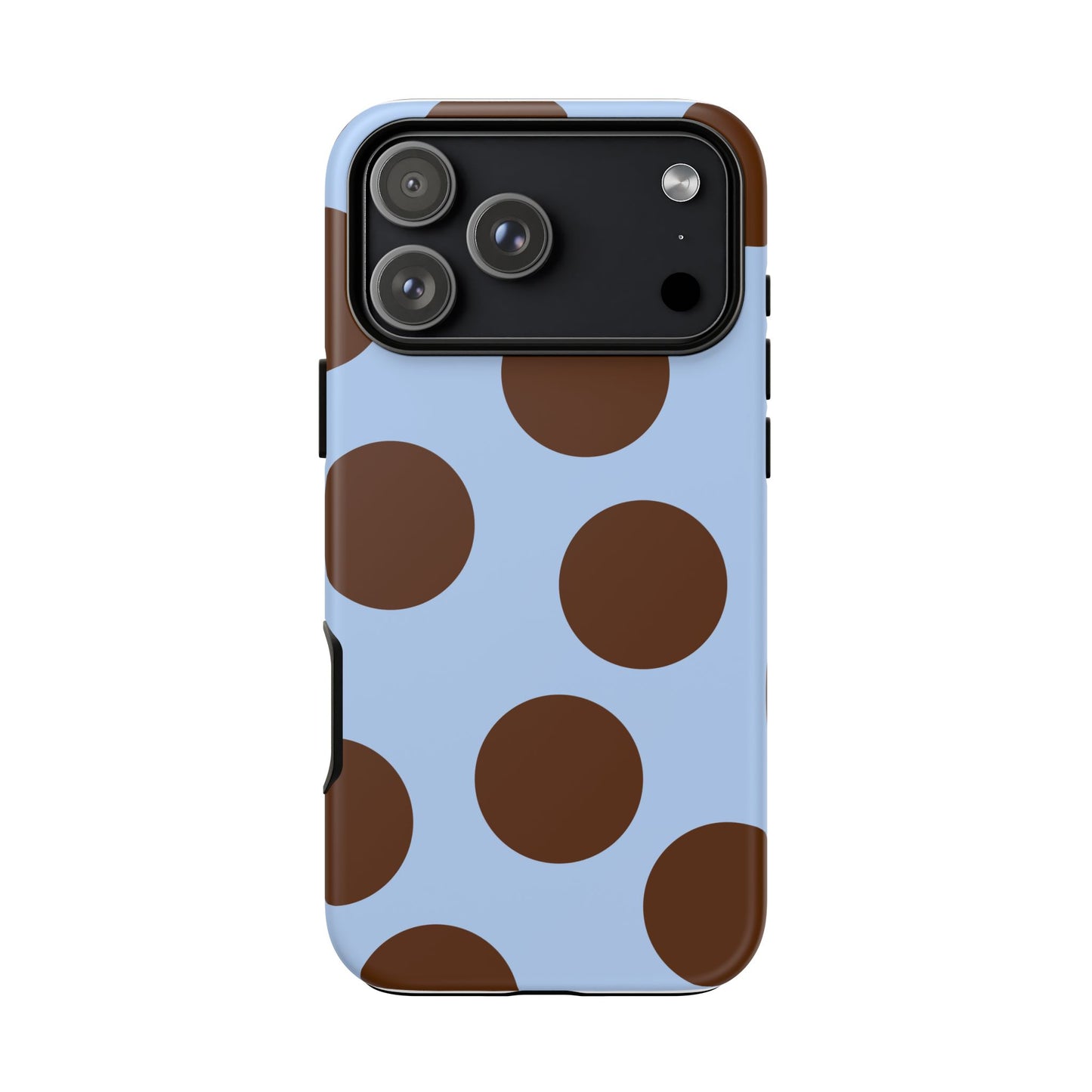 Phone Case - Blue with Brown Polka Dots (Tough Protective Phone Case)