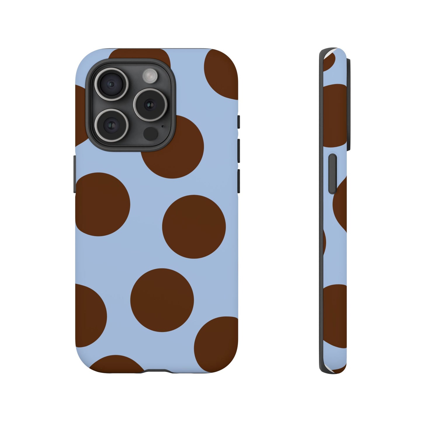 Phone Case - Blue with Brown Polka Dots (Tough Protective Phone Case)