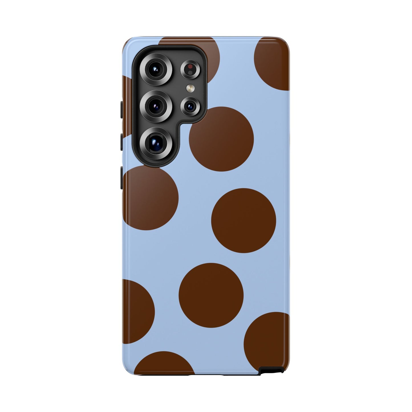 Phone Case - Blue with Brown Polka Dots (Tough Protective Phone Case)