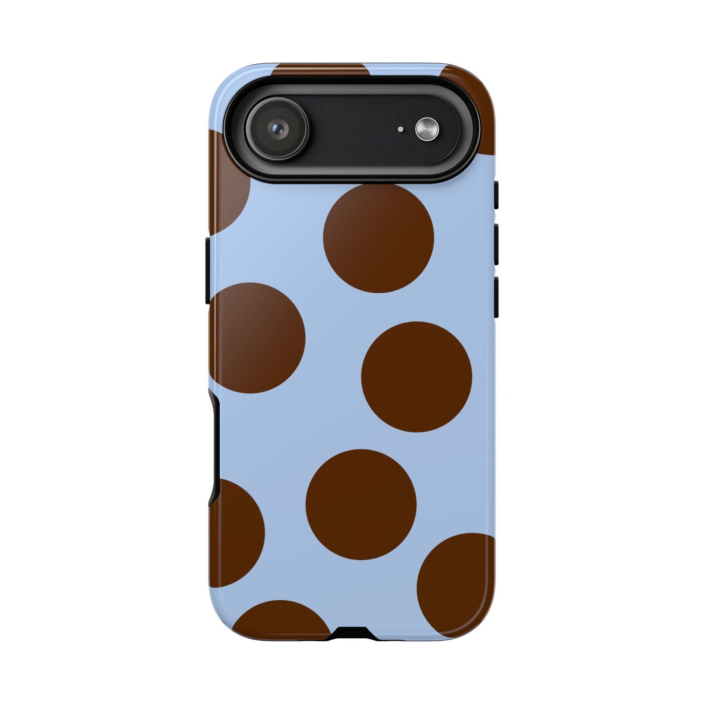 Phone Case - Blue with Brown Polka Dots (Tough Protective Phone Case)