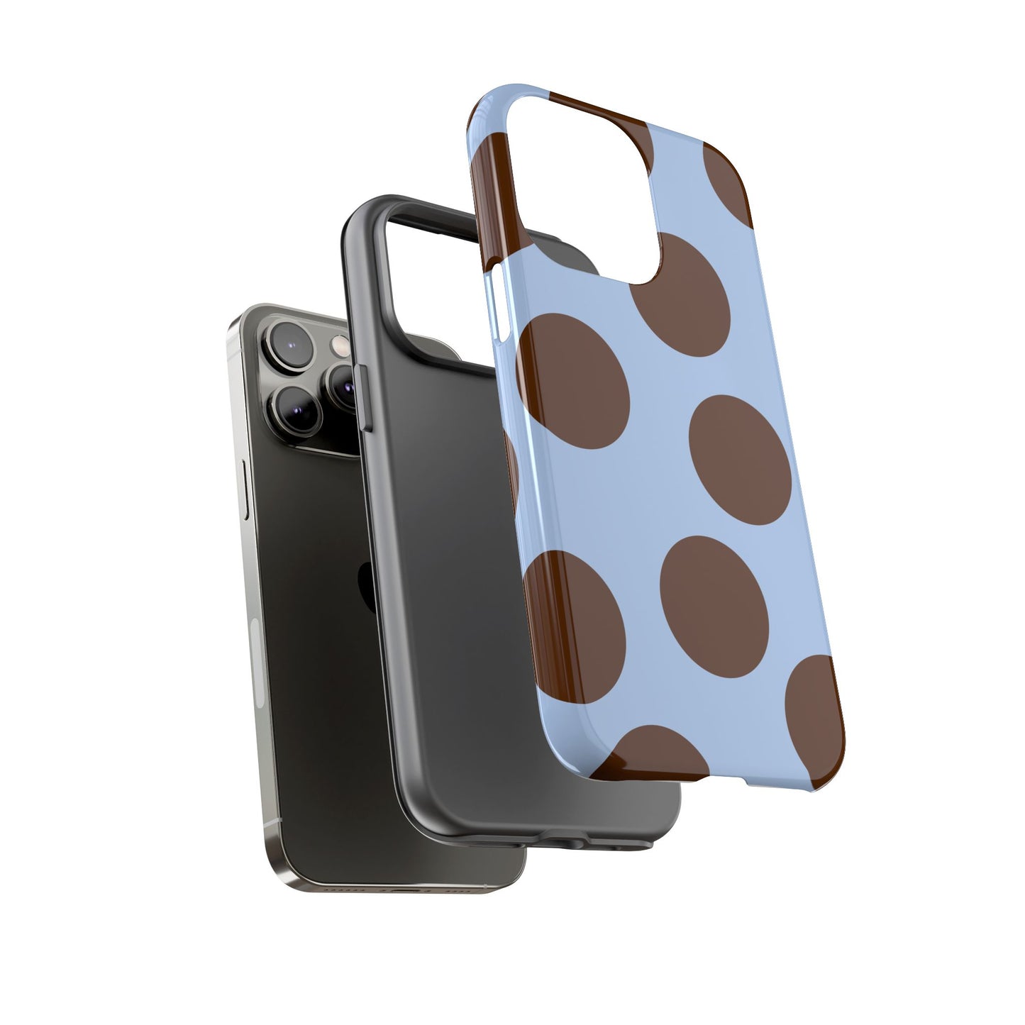 Phone Case - Blue with Brown Polka Dots (Tough Protective Phone Case)
