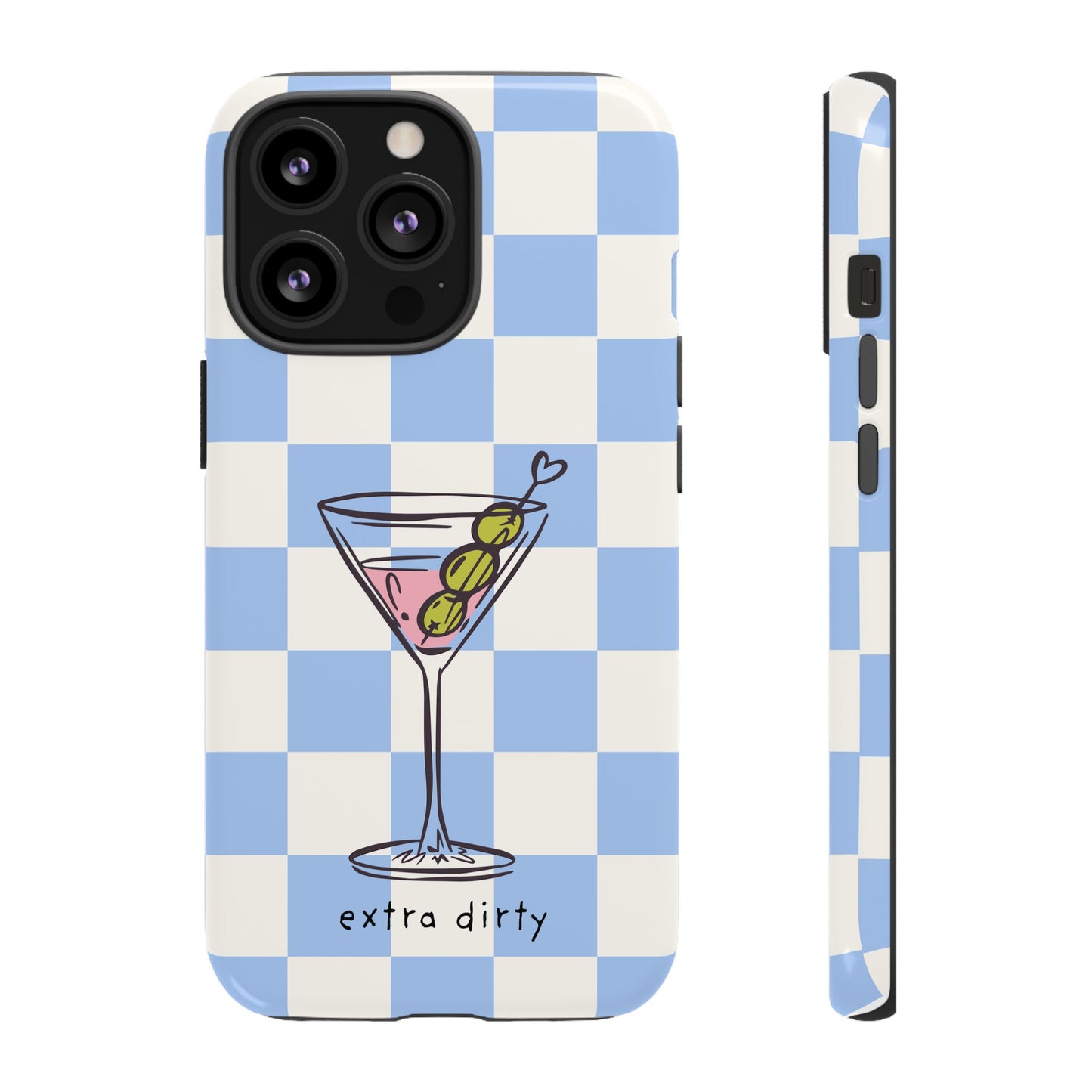 Phone Case — Blue Check Martini "extra dirty" Design