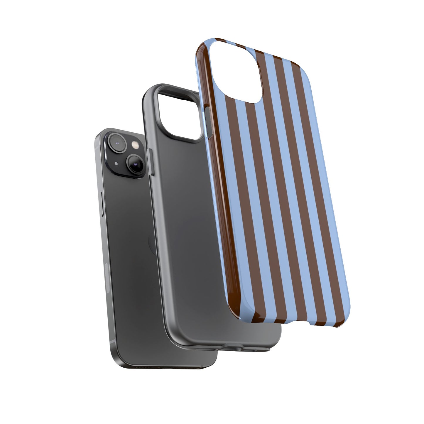 Blue & Brown Vertical Stripe Tough Phone Case — Durable Protective Cover