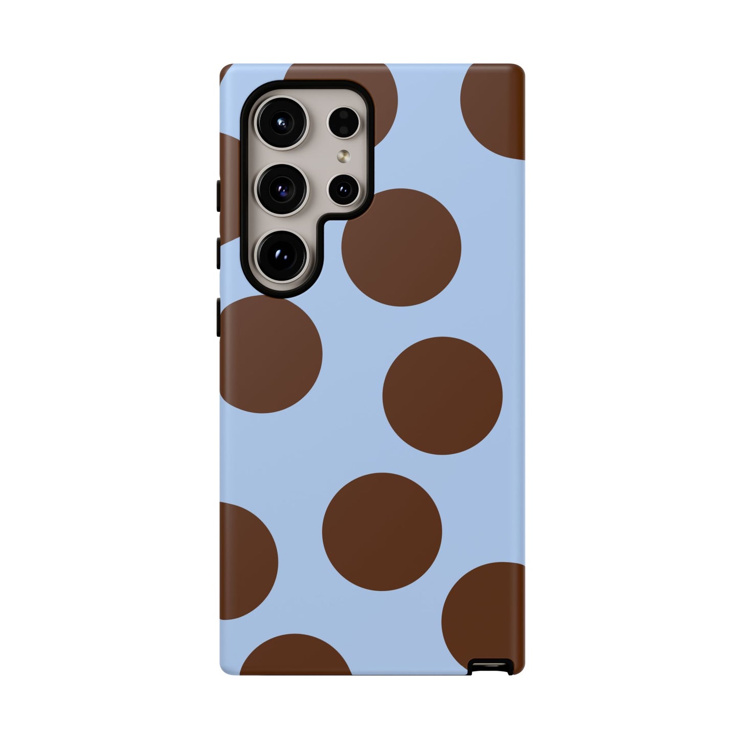 Phone Case - Blue with Brown Polka Dots (Tough Protective Phone Case)
