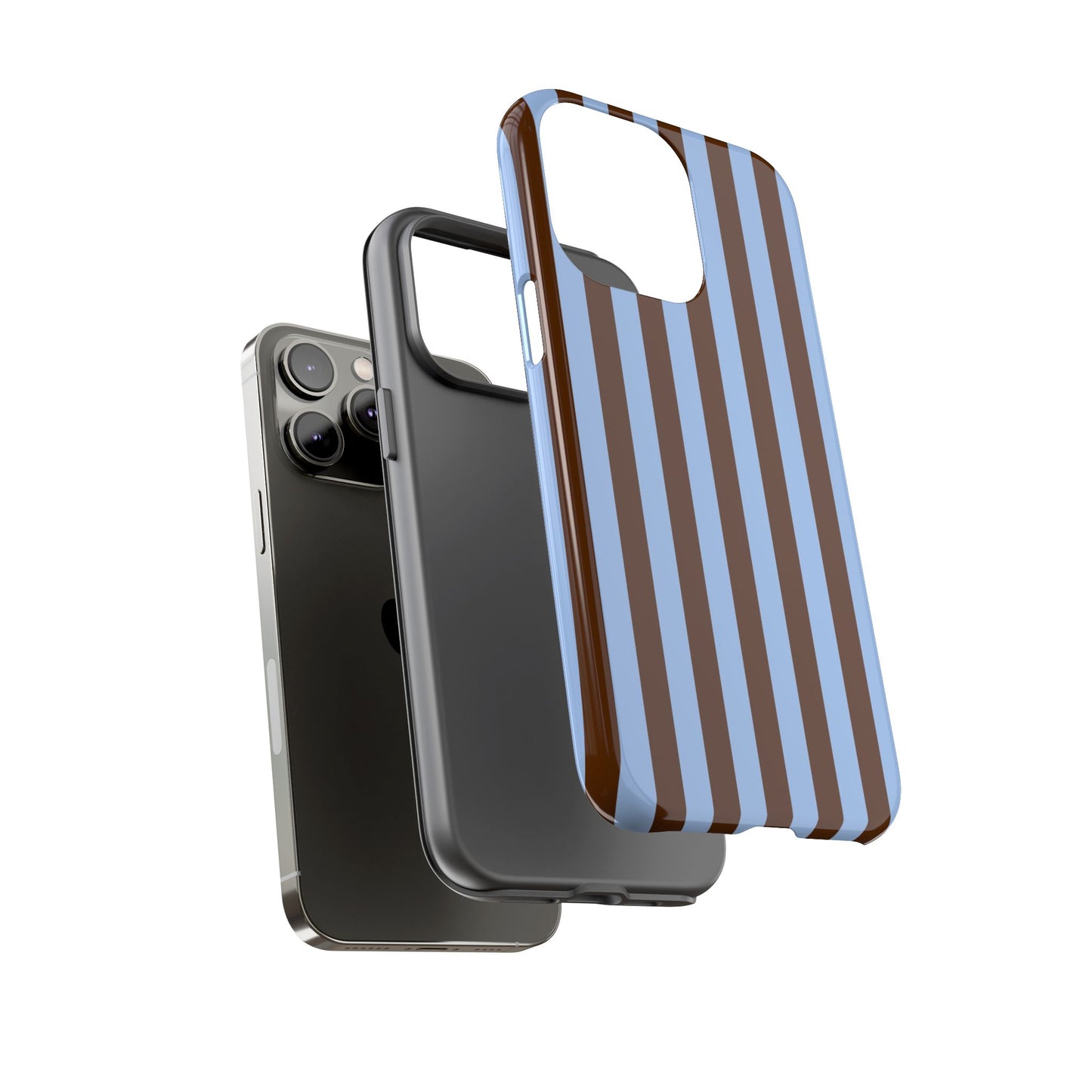 Blue & Brown Vertical Stripe Tough Phone Case — Durable Protective Cover