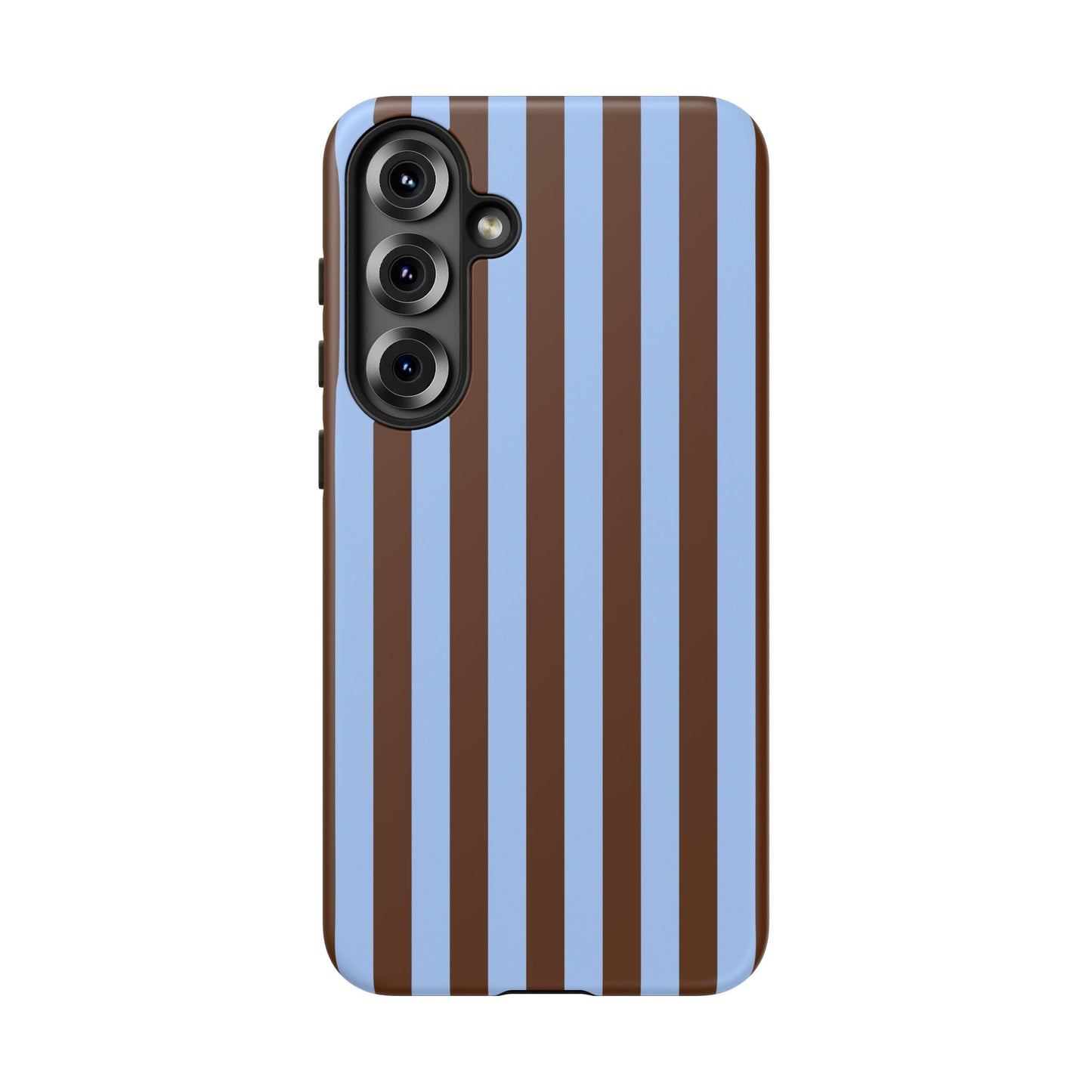 Blue & Brown Vertical Stripe Tough Phone Case — Durable Protective Cover