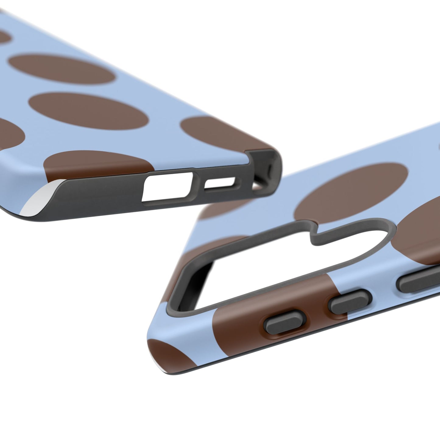 Phone Case - Blue with Brown Polka Dots (Tough Protective Phone Case)