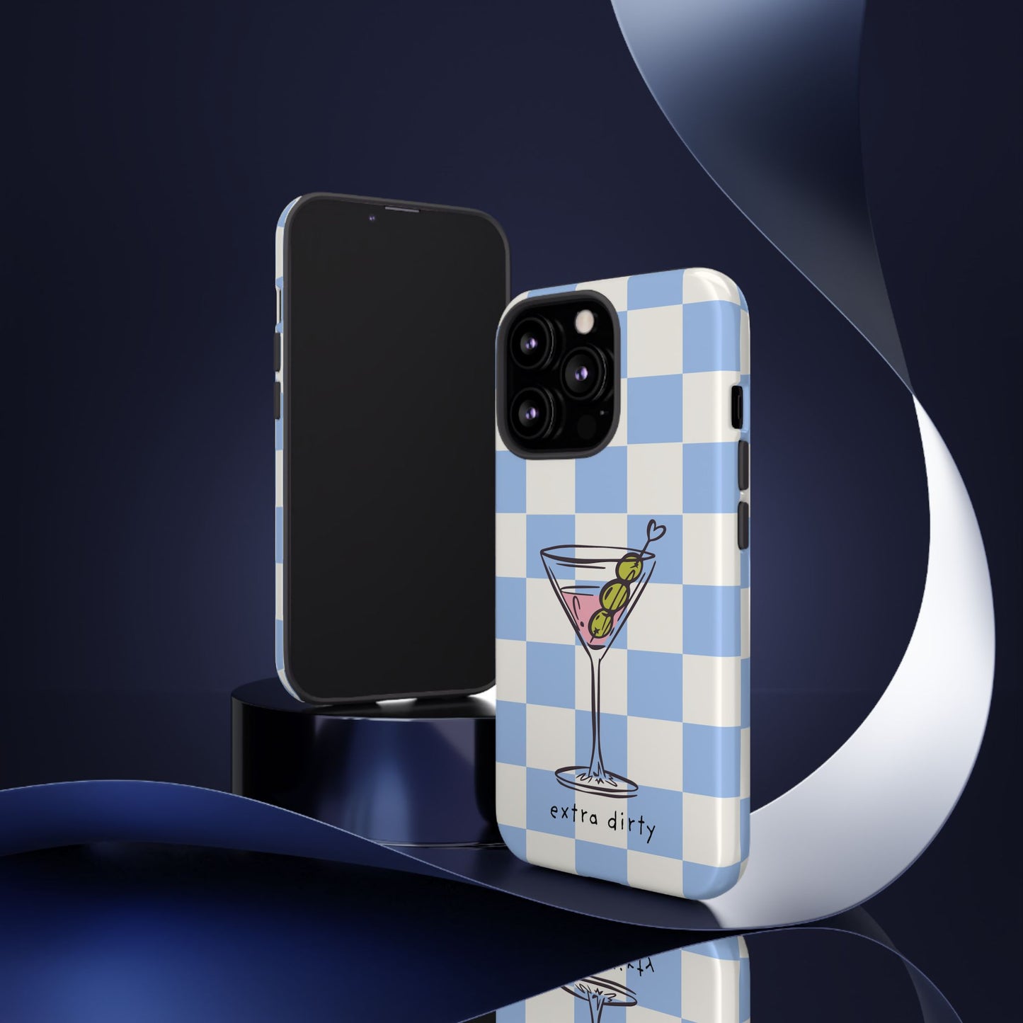 Phone Case — Blue Check Martini "extra dirty" Design