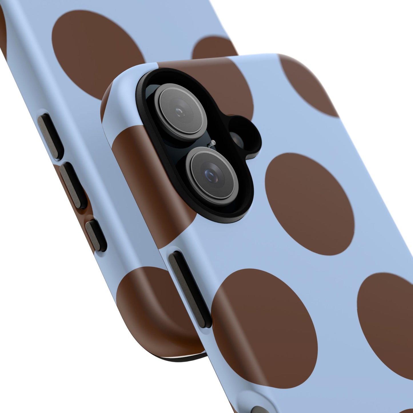 Phone Case - Blue with Brown Polka Dots (Tough Protective Phone Case)