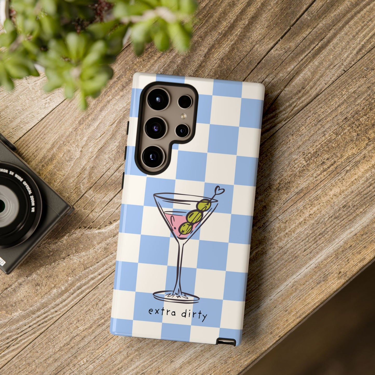 Phone Case — Blue Check Martini "extra dirty" Design