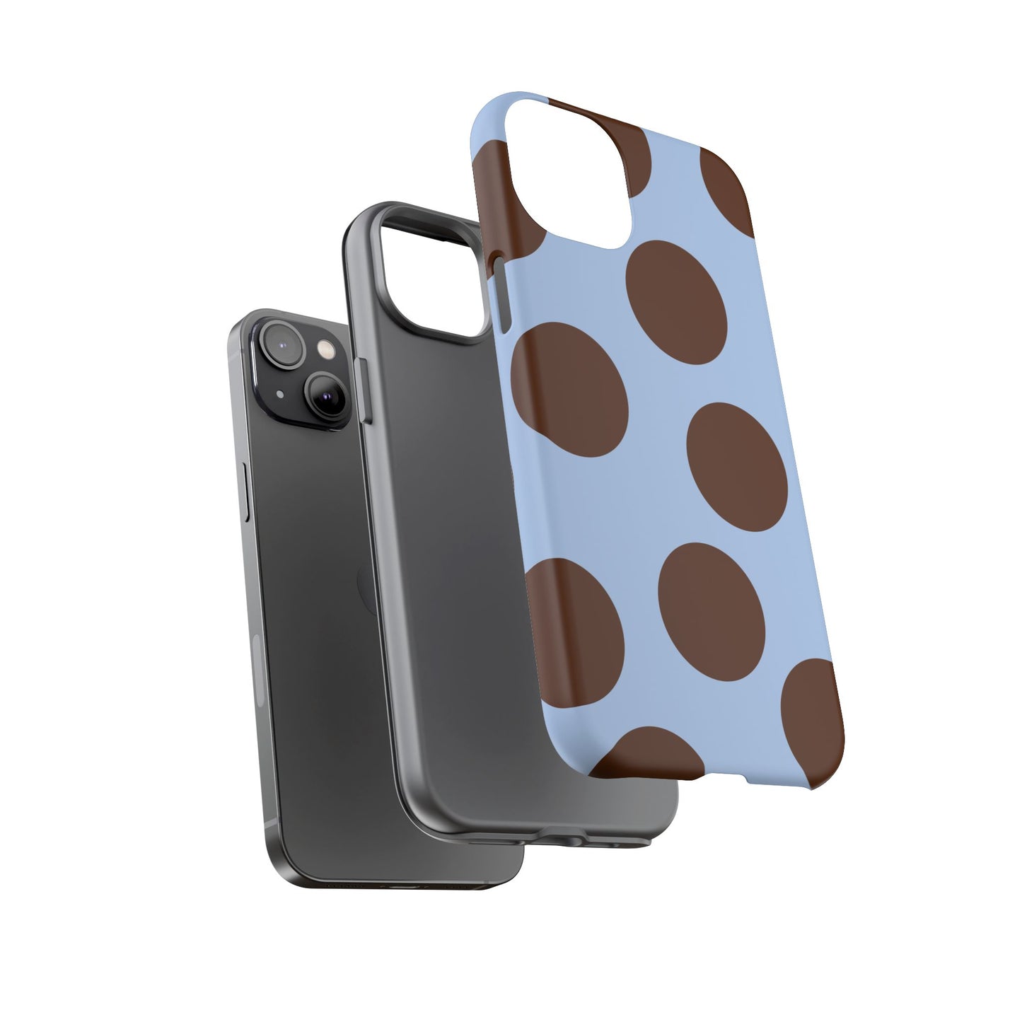 Phone Case - Blue with Brown Polka Dots (Tough Protective Phone Case)
