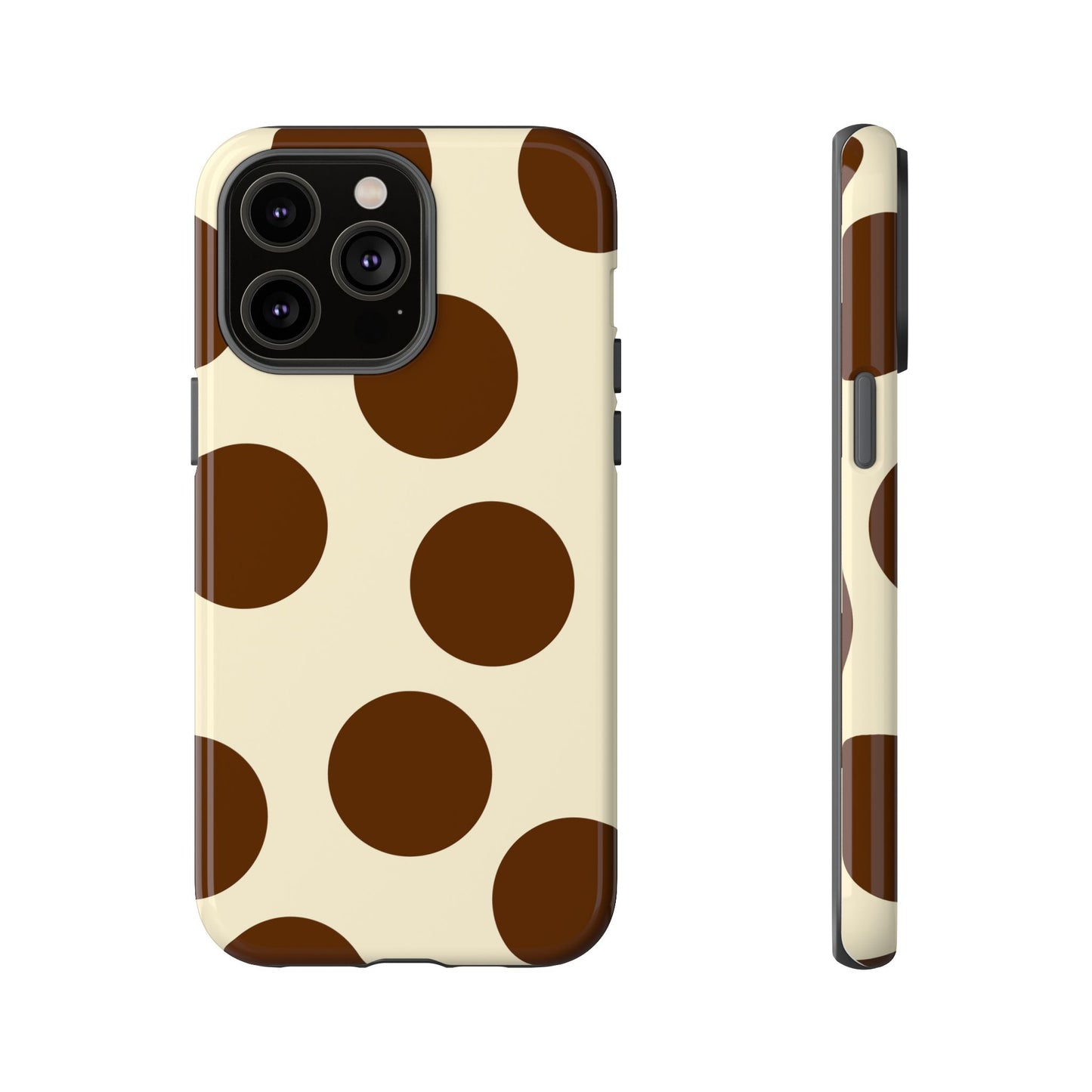 Brown Polka Dot Phone Case — Retro Large Dot Tough Case