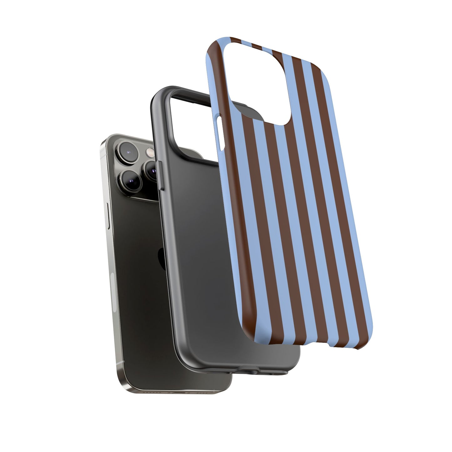 Blue & Brown Vertical Stripe Tough Phone Case — Durable Protective Cover