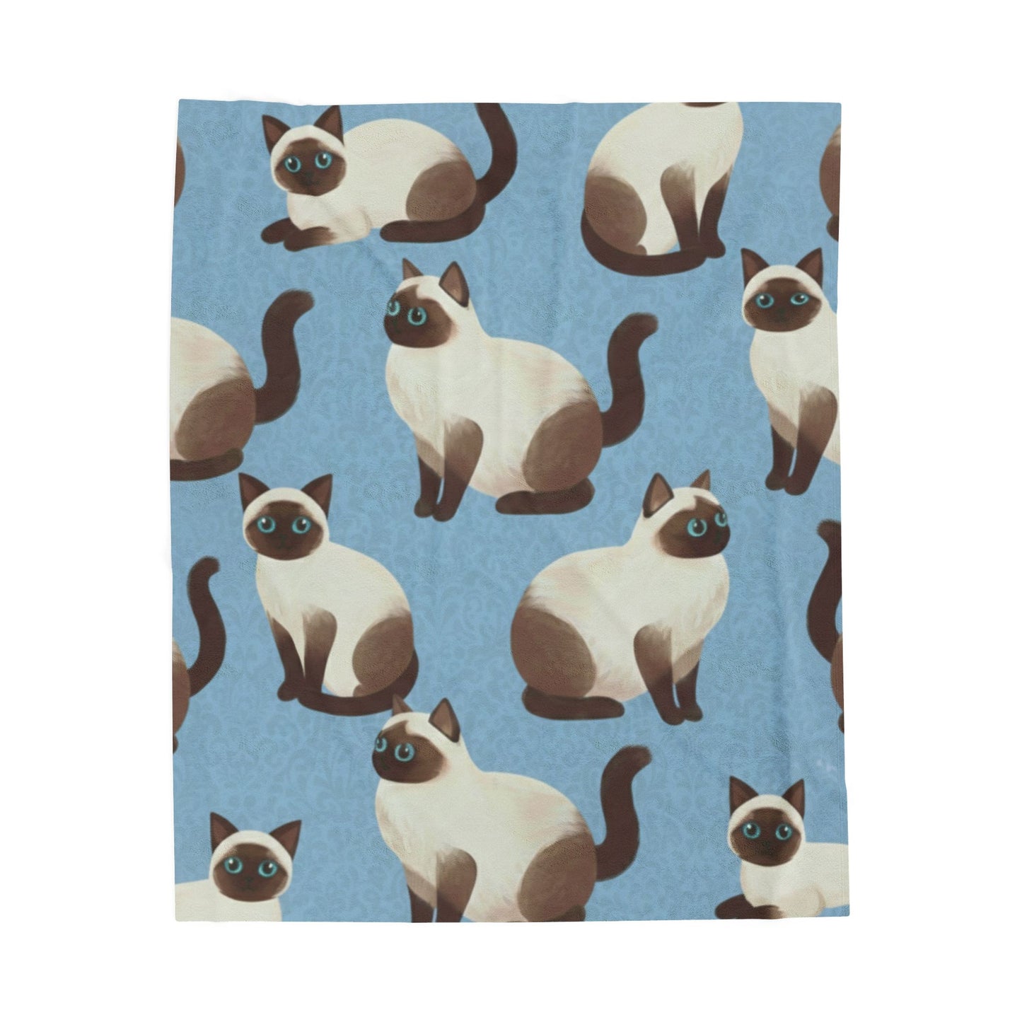 Cats Velveteen Plush Blanket – Cozy Blue Cat Pattern Throw