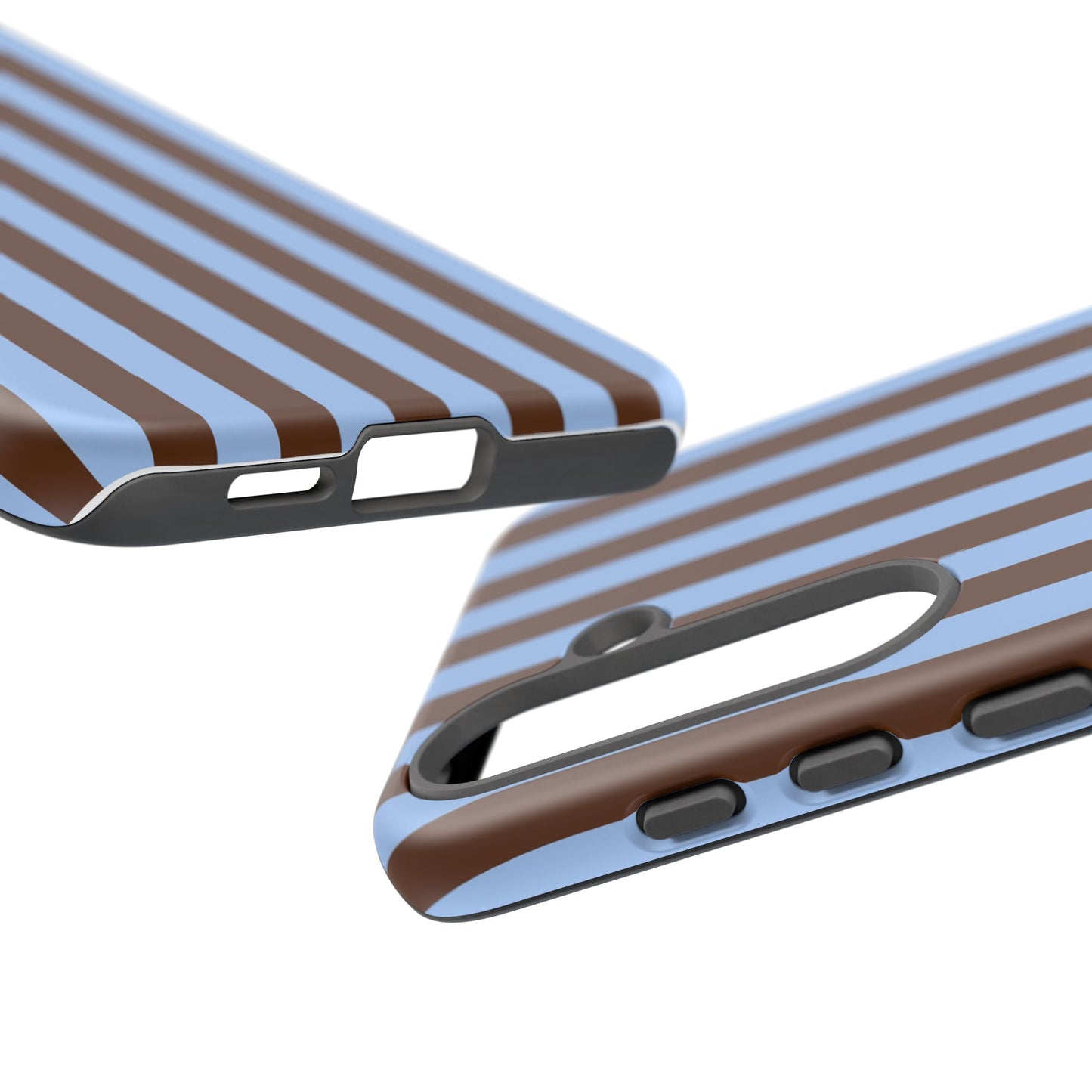 Blue & Brown Vertical Stripe Tough Phone Case — Durable Protective Cover