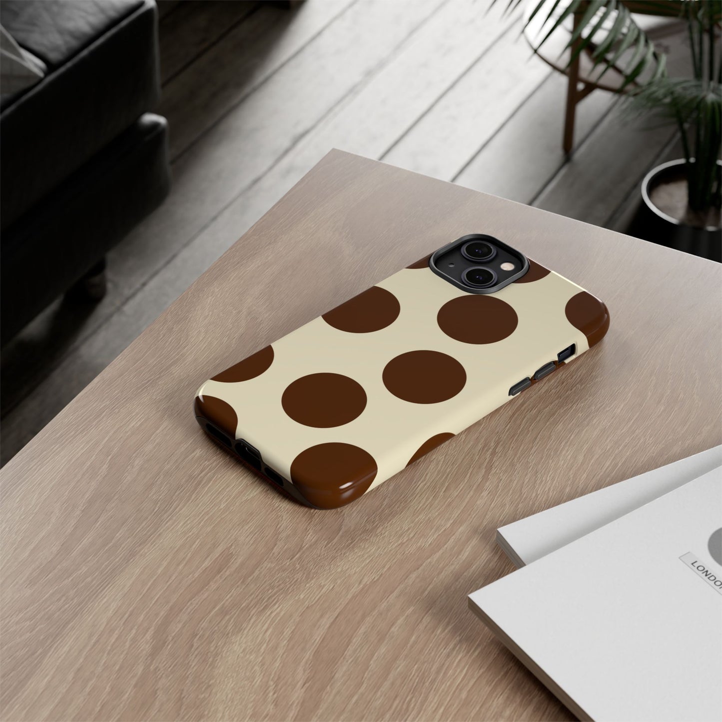 Brown Polka Dot Phone Case — Retro Large Dot Tough Case