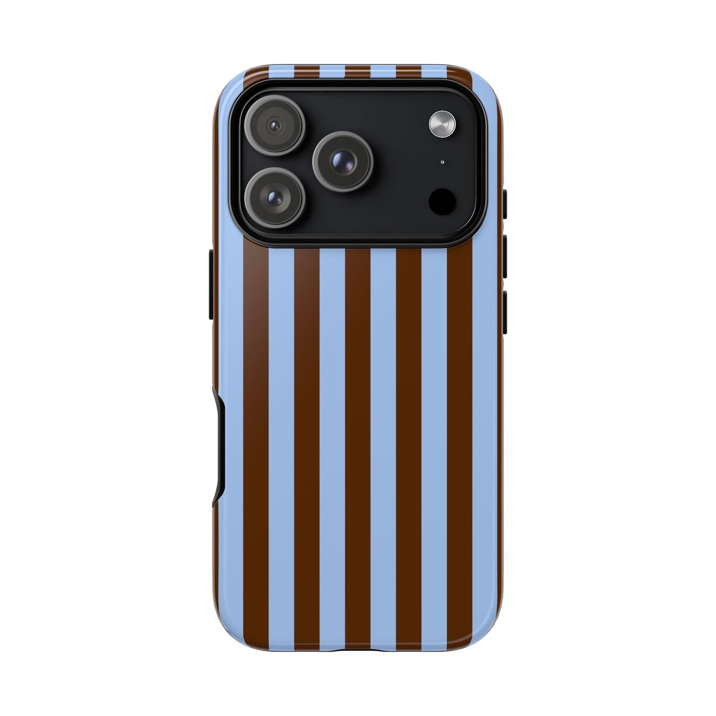 Blue & Brown Vertical Stripe Tough Phone Case — Durable Protective Cover