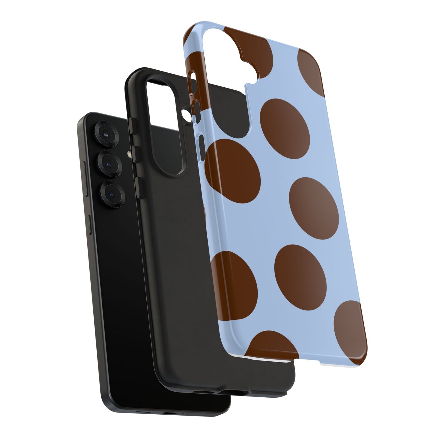 Phone Case - Blue with Brown Polka Dots (Tough Protective Phone Case)