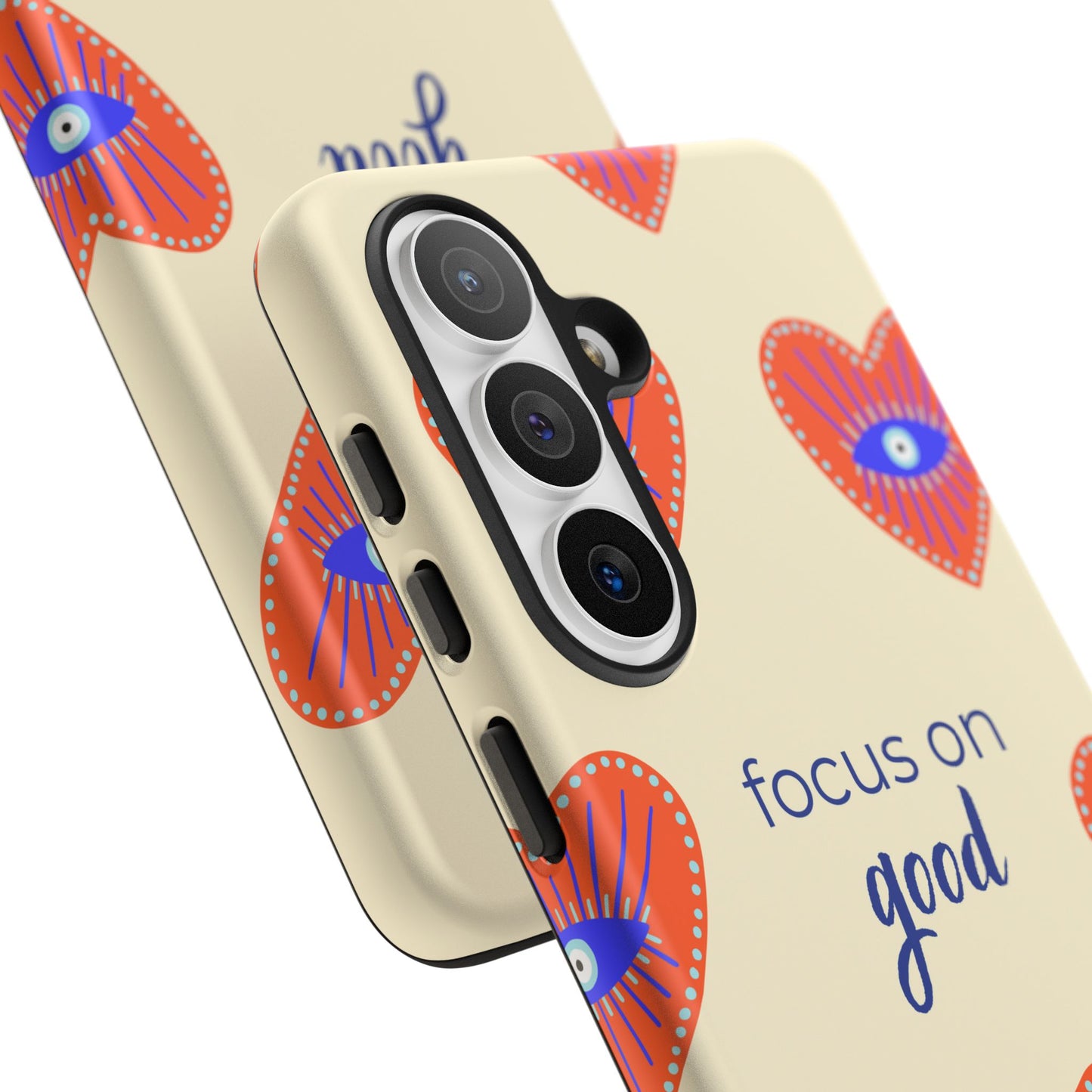 Phone Case — "Focus on Good" Heart Pattern Protective Case