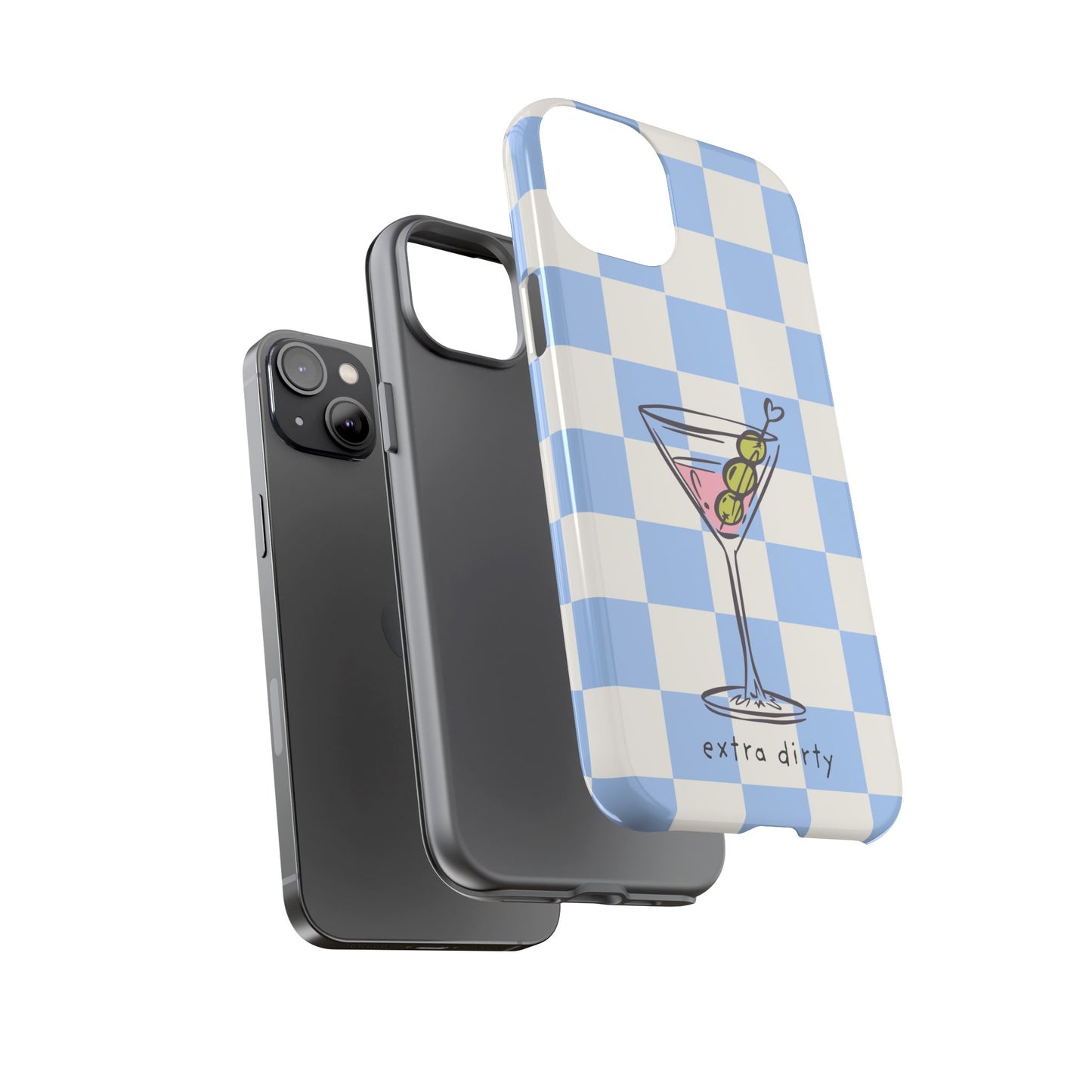 Phone Case — Blue Check Martini "extra dirty" Design