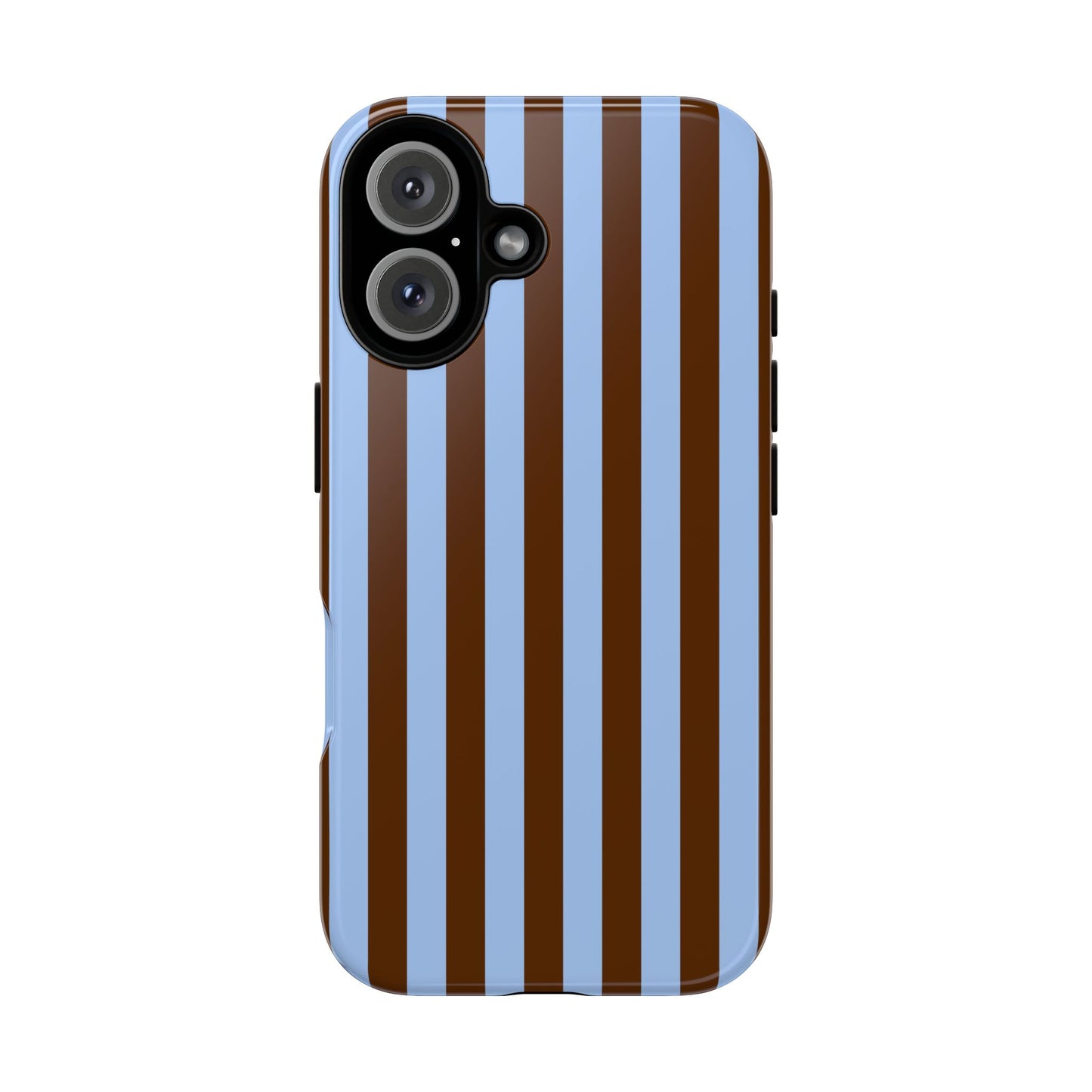 Blue & Brown Vertical Stripe Tough Phone Case — Durable Protective Cover