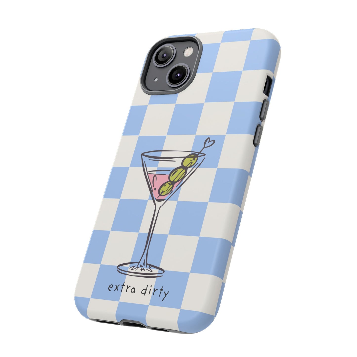 Phone Case — Blue Check Martini "extra dirty" Design