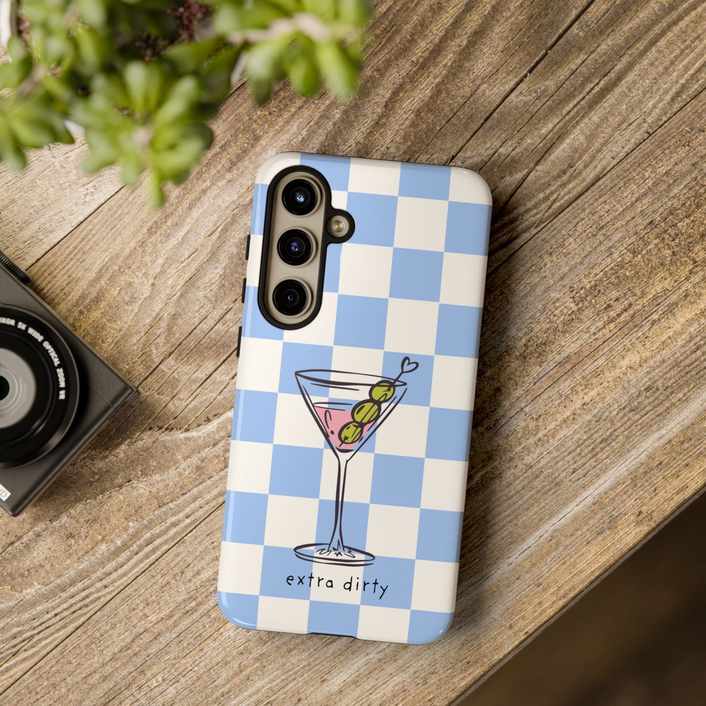 Phone Case — Blue Check Martini "extra dirty" Design