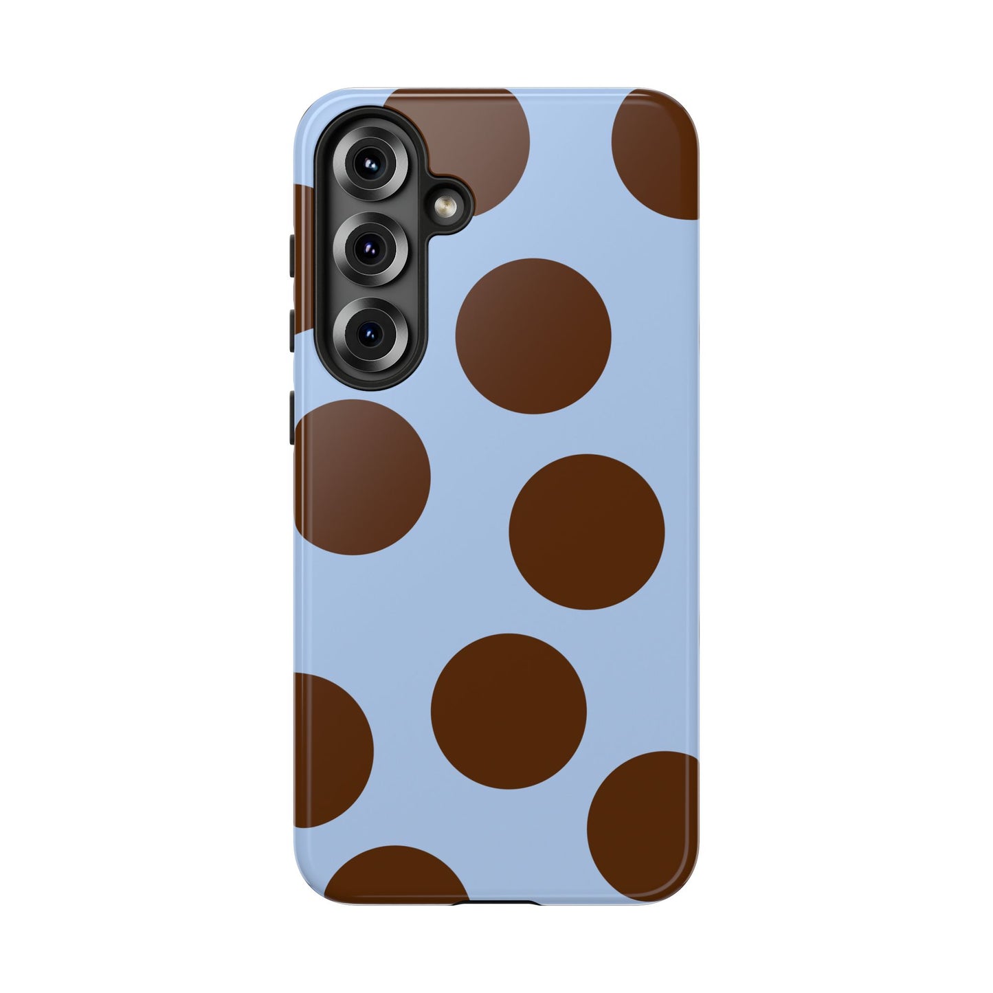 Phone Case - Blue with Brown Polka Dots (Tough Protective Phone Case)