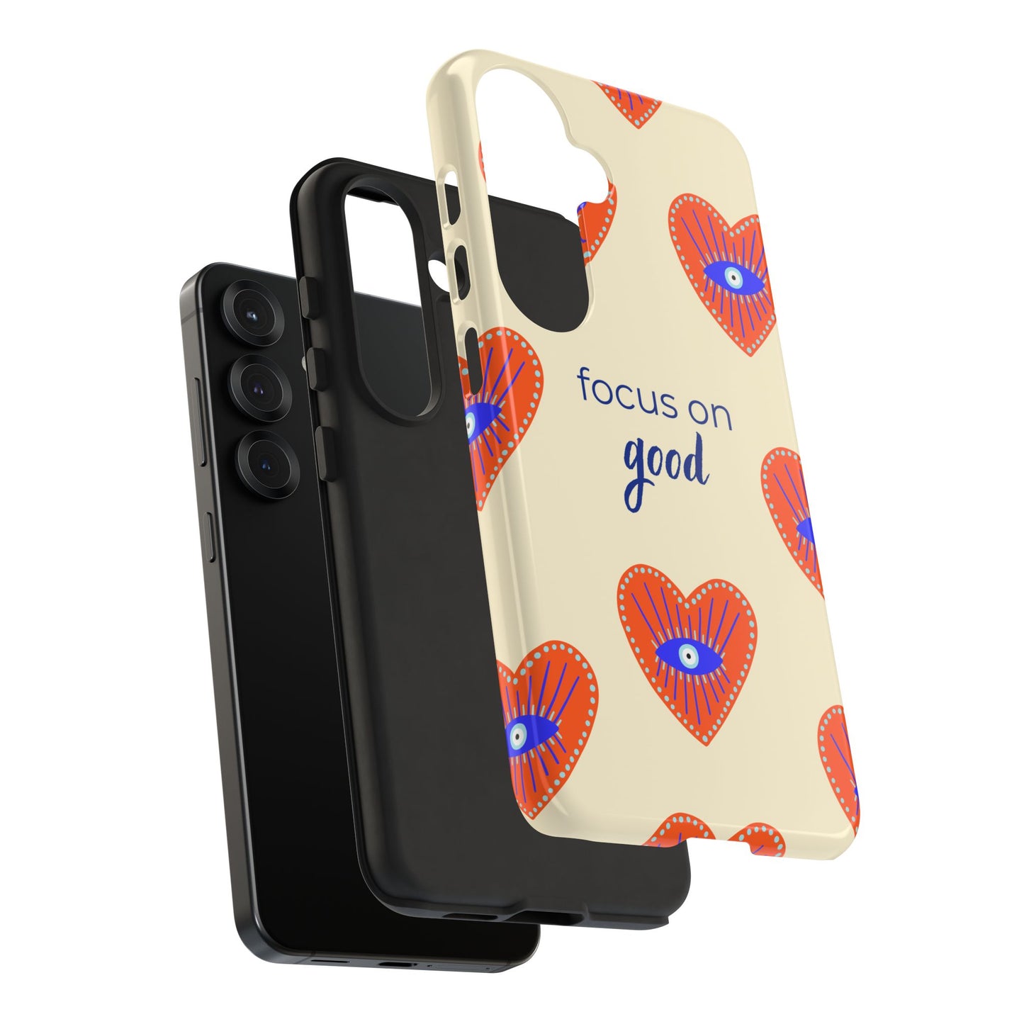 Phone Case — "Focus on Good" Heart Pattern Protective Case