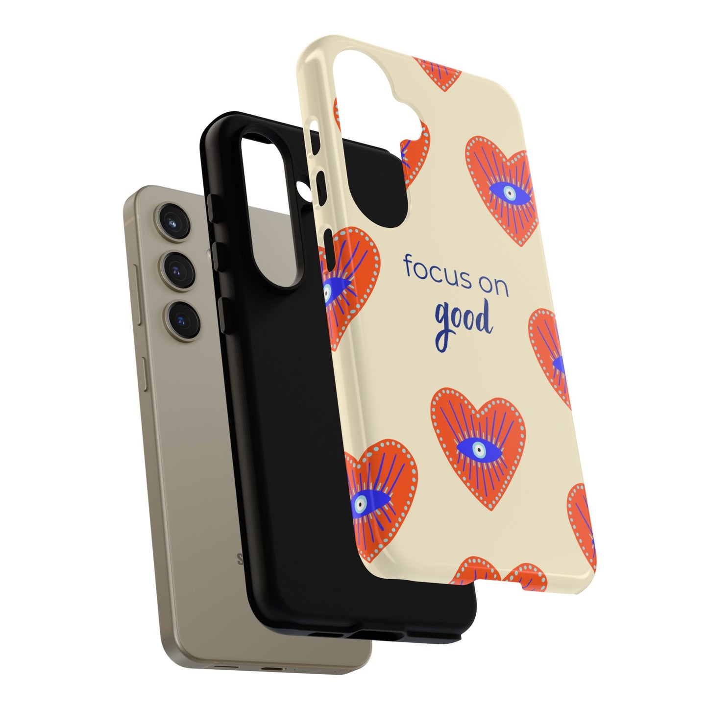 Phone Case — "Focus on Good" Heart Pattern Protective Case
