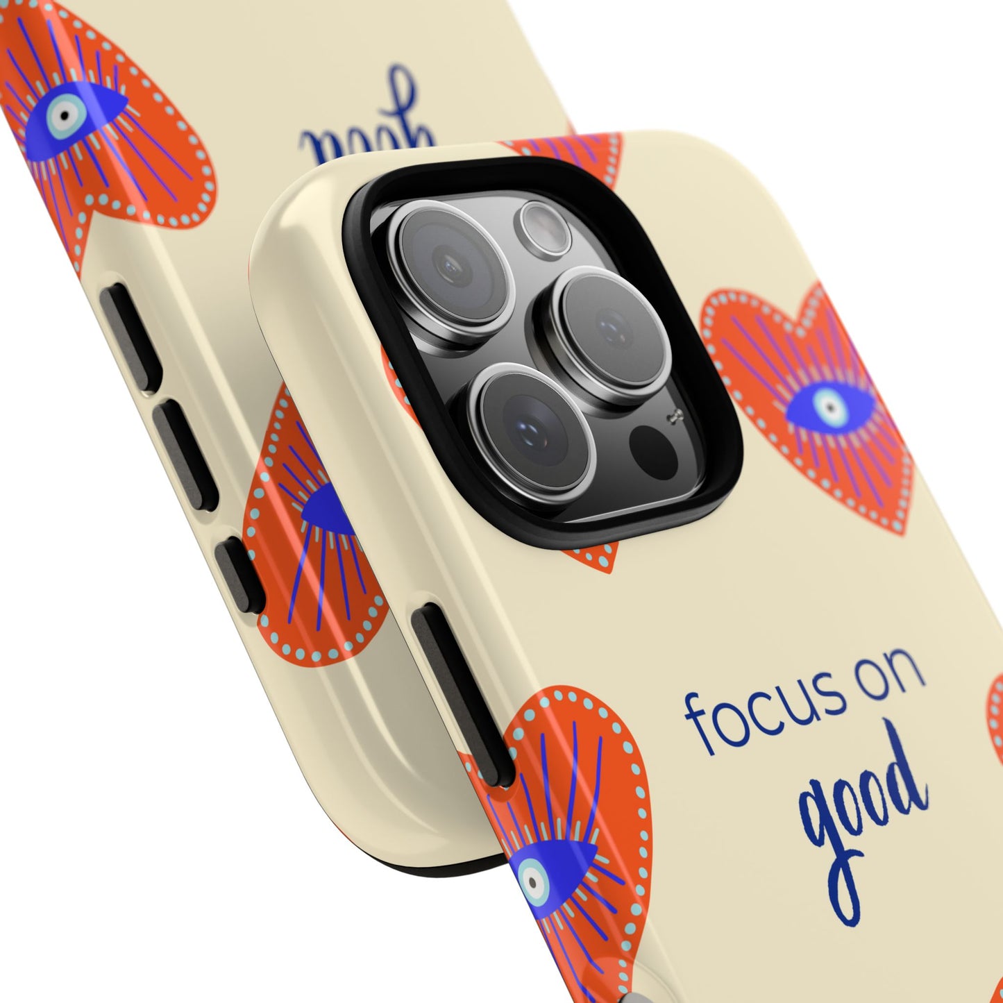 Phone Case — "Focus on Good" Heart Pattern Protective Case