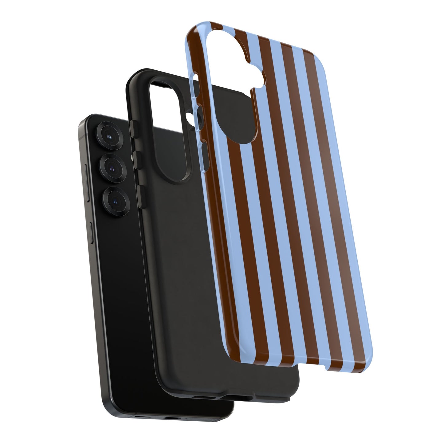 Blue & Brown Vertical Stripe Tough Phone Case — Durable Protective Cover