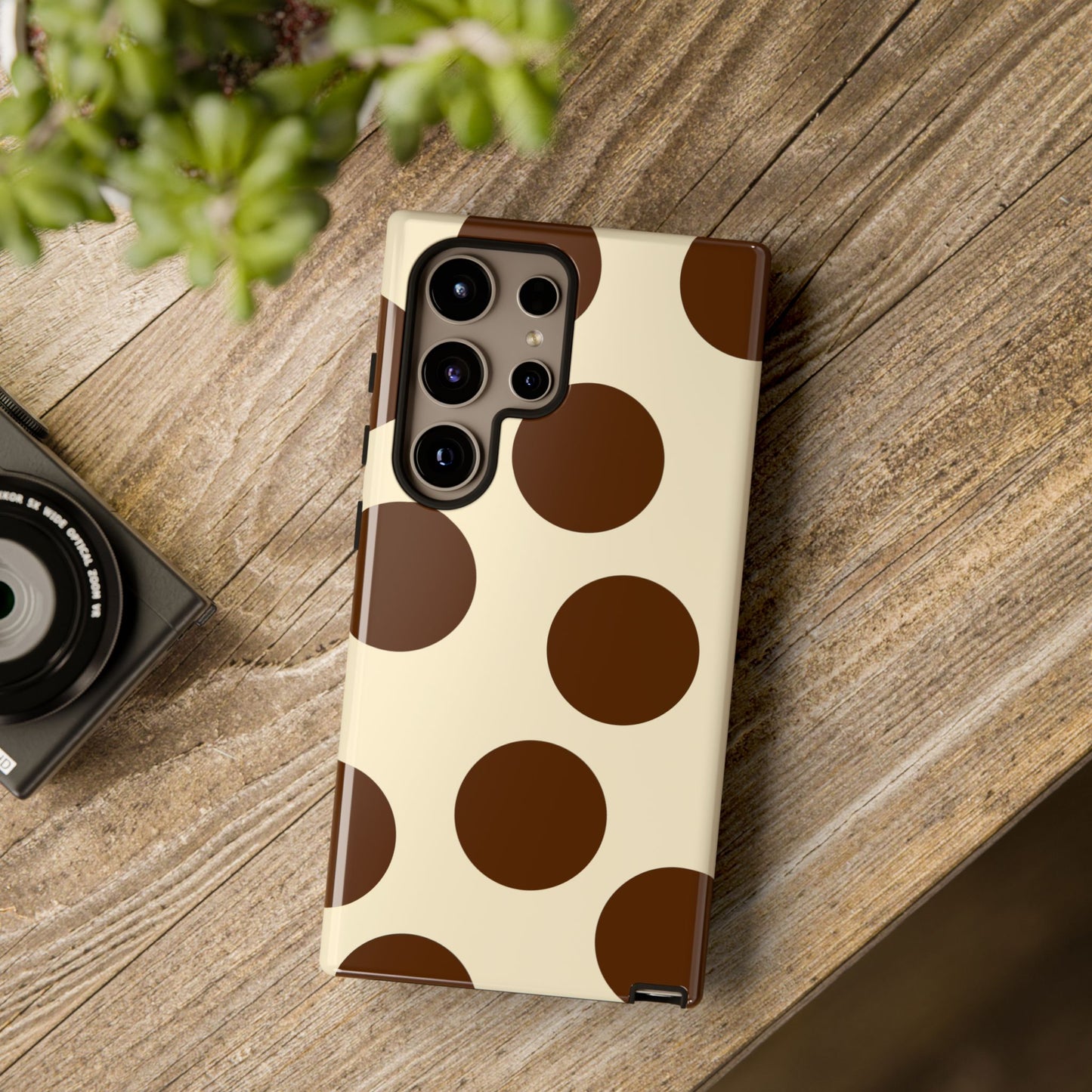 Brown Polka Dot Phone Case — Retro Large Dot Tough Case