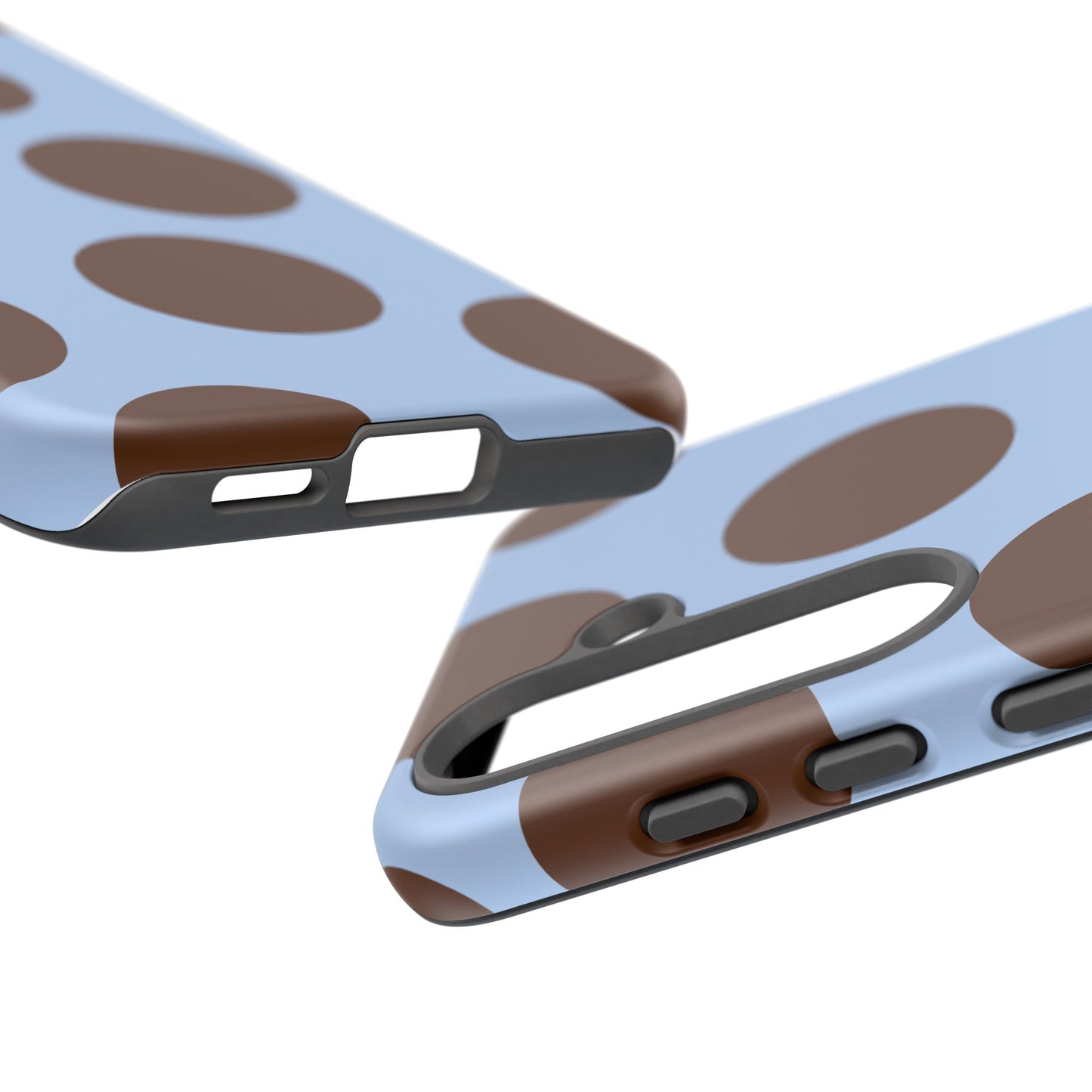 Phone Case - Blue with Brown Polka Dots (Tough Protective Phone Case)
