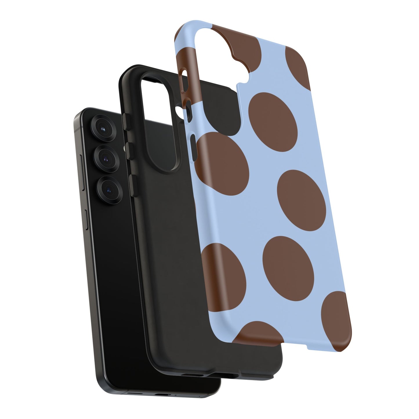 Phone Case - Blue with Brown Polka Dots (Tough Protective Phone Case)